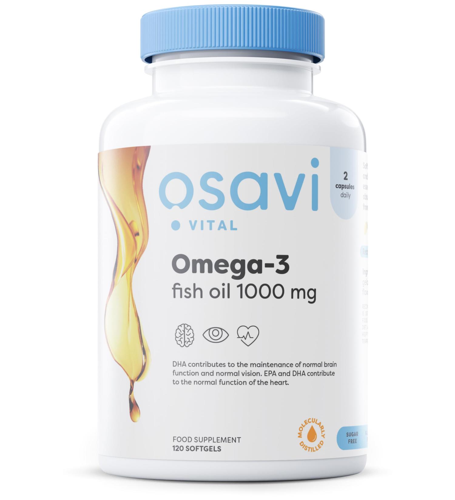 Osavi Omega-3 Fish Oil Molecularly Distilled 1000mg (Lemon) - 120 softgels - Buy Online on GoSupps.com