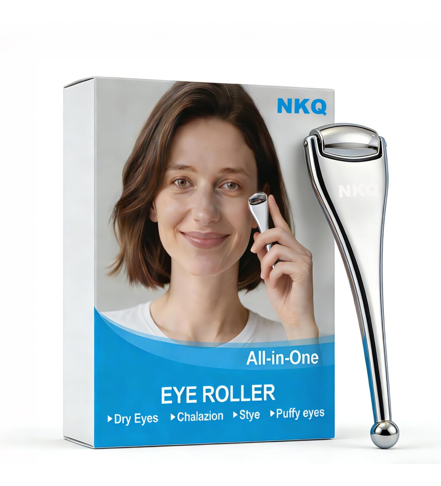 NKQ Metal Eye Roller for Dry Eyes,Eyelid Roller for Chalazion,Stye,MGD Relief,Improves Meibum Flow and Unclogs Oil Glands,Gentle Meibomian Gland Expression for Blocked Eyelid Glands - Buy Online on GoSupps.com