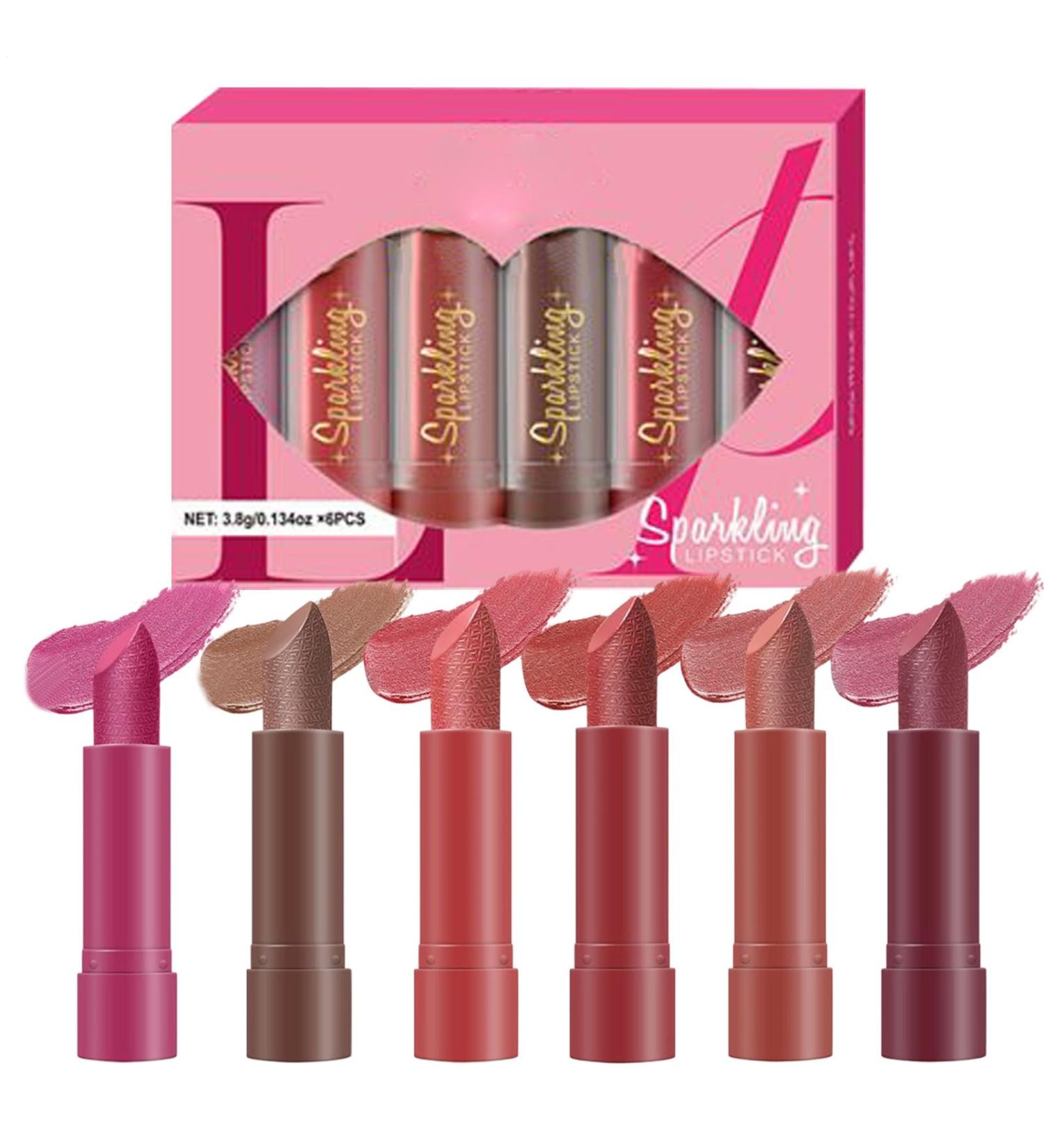 Iridescent Lipstick | Water-Resistant Lip Tint Travel-Friendly Outdoor Party Stick - Pack of 6 Waterproof Sticks - Buy Online on GoSupps.com