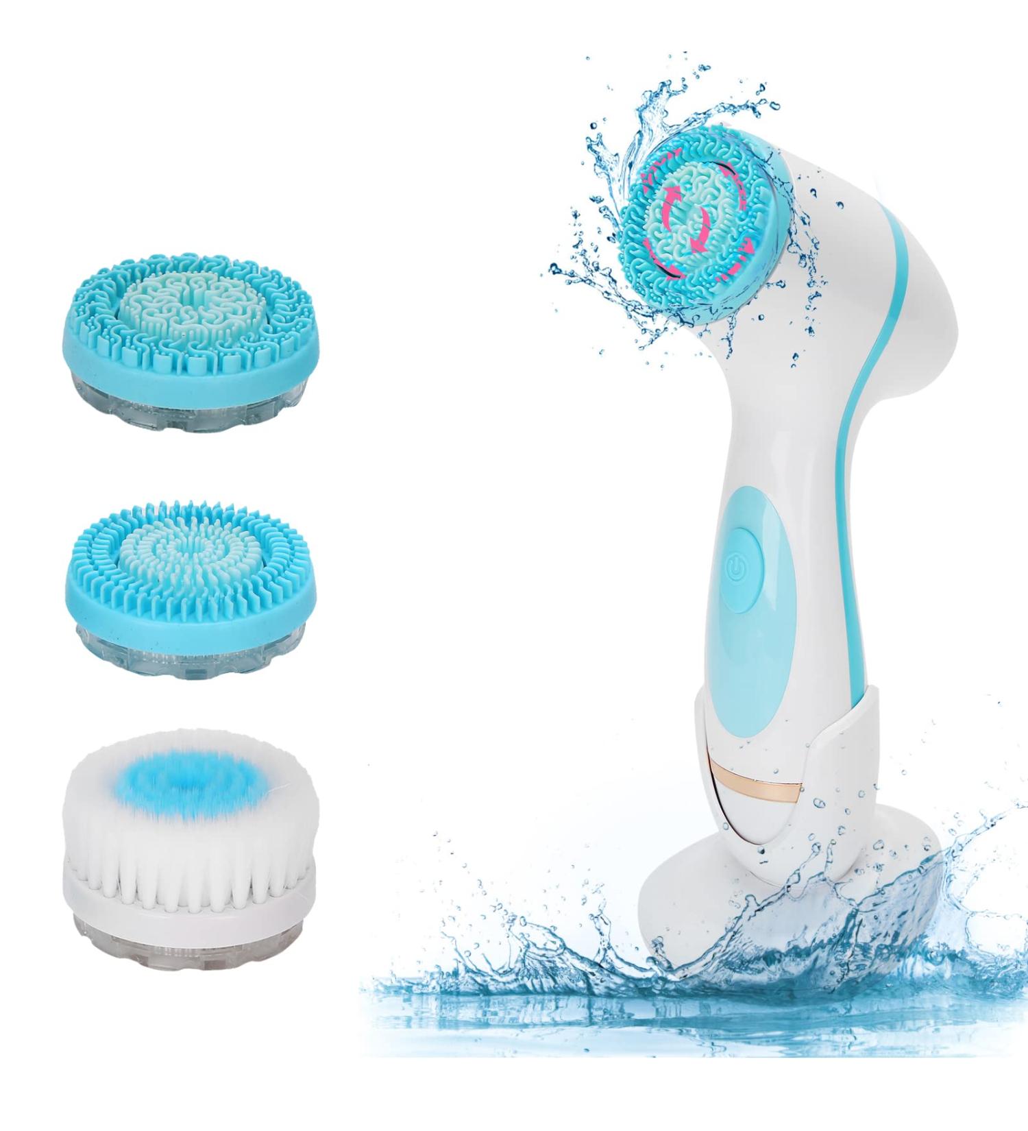 USB Charging Electric Facial Cleansing Brush - Waterproof Silicone Face Pore Cleaner (Blue) - Buy Online on GoSupps.com