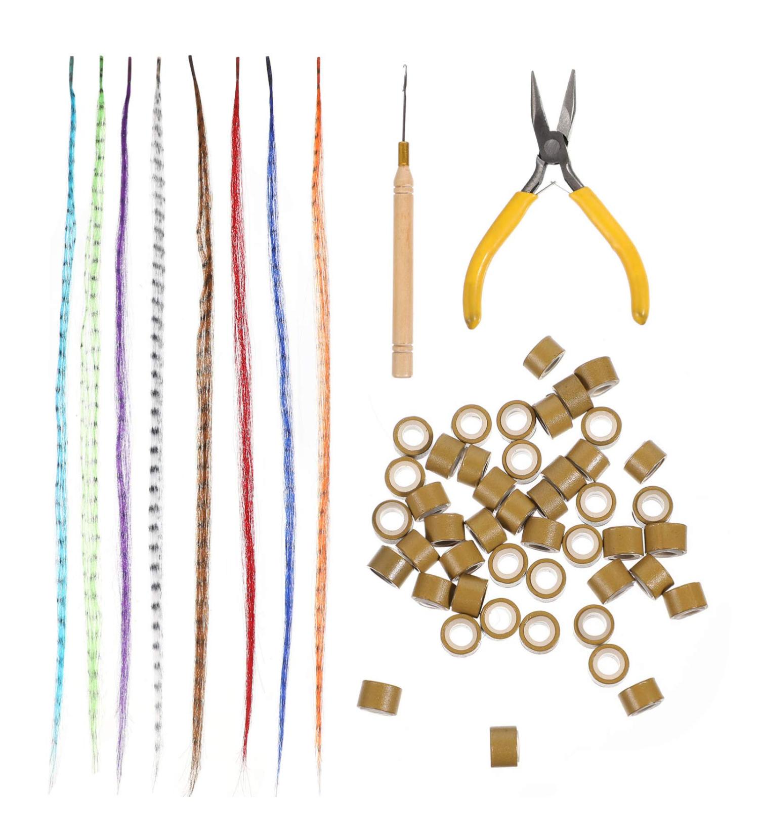 50pcs Colored Hair Extension Set - Hair Wig, Tinsel, Hair Band Kit for Women - High Temperature Wire, Bulk Wigs - European & American Style - Buy Online on GoSupps.com