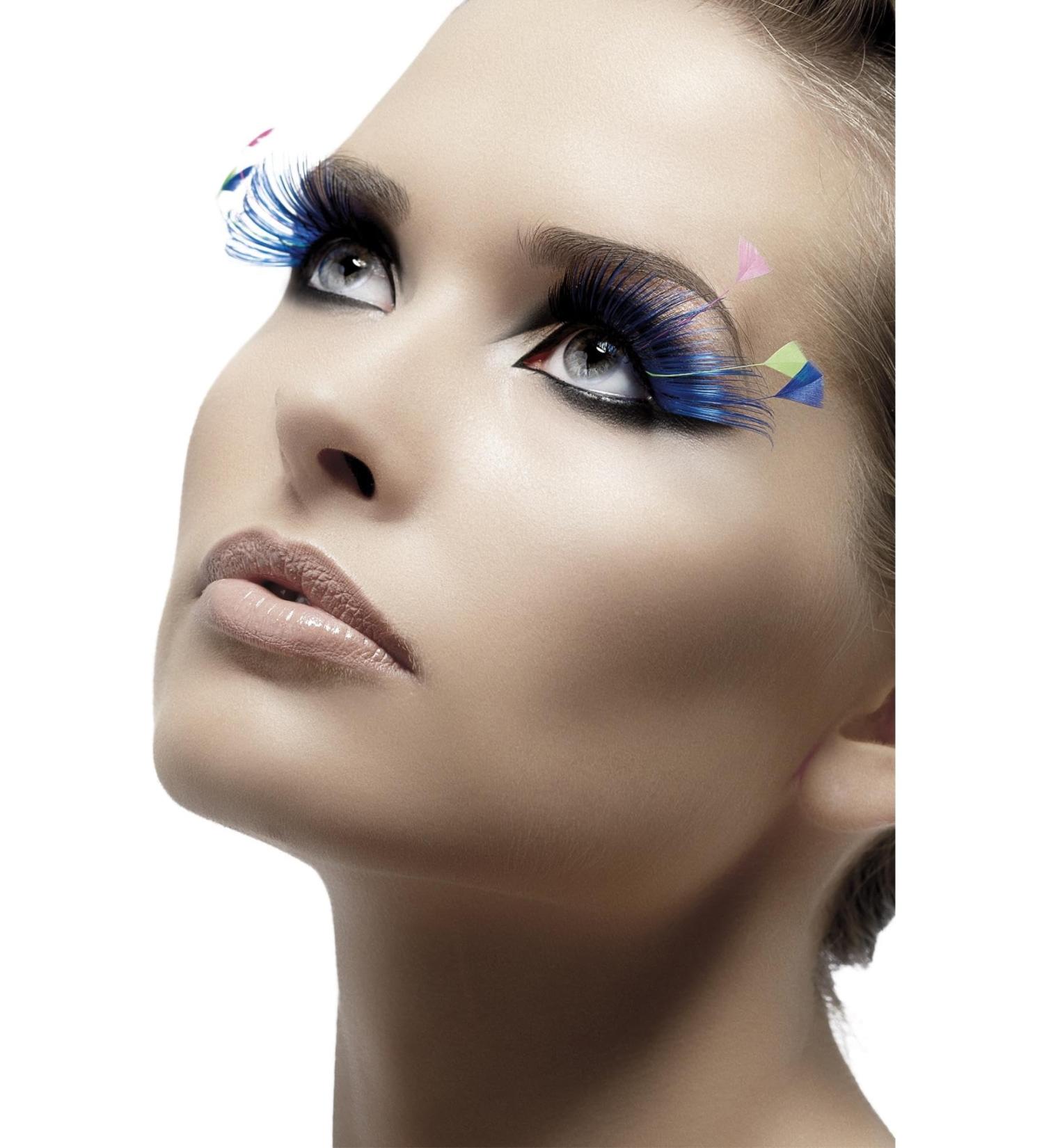 Smiffy's Women's Eyelashes With Glue One Size Blue Feather