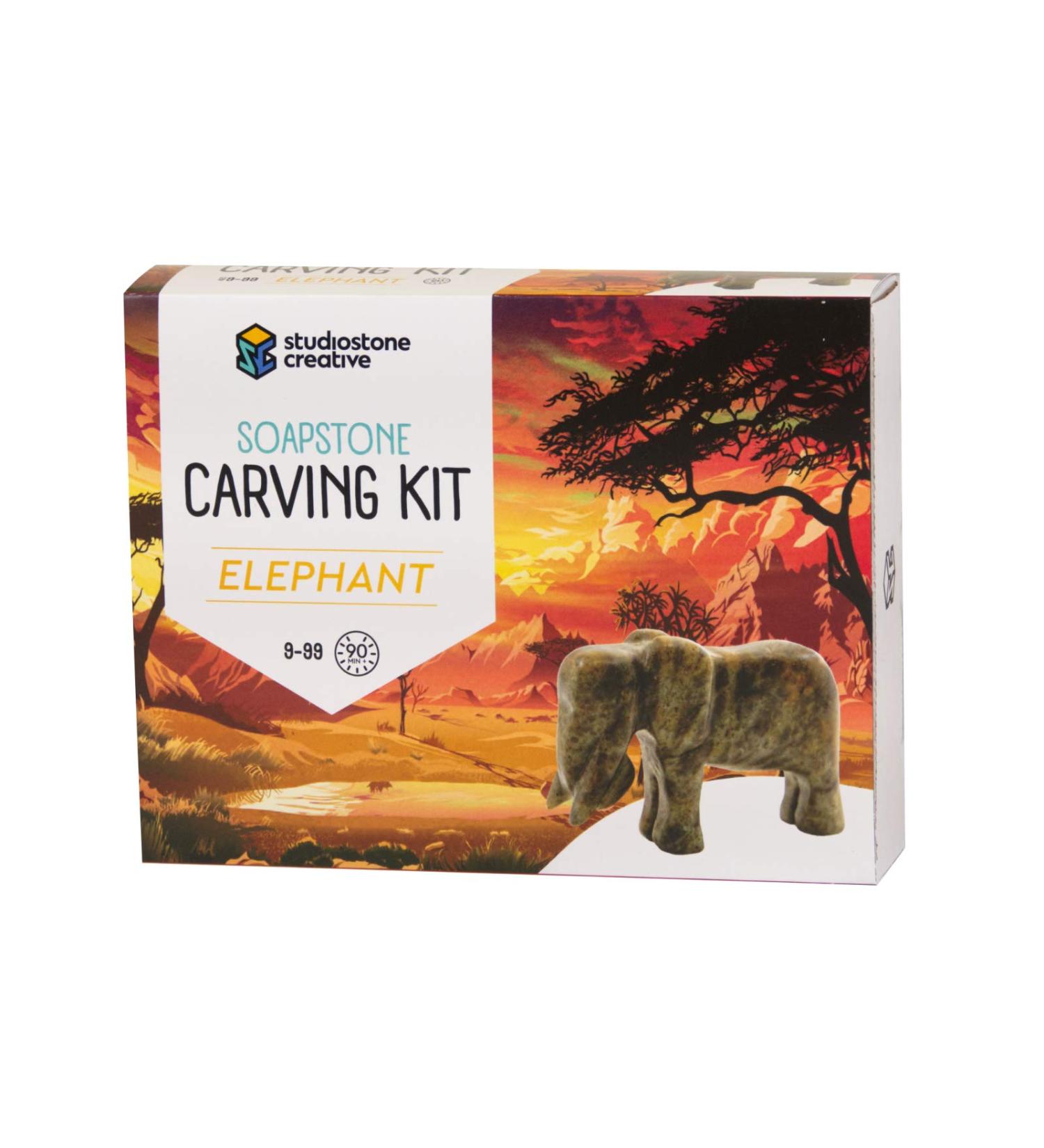 Studiostone Elephant Soapstone Sculpture DIY Kit for Kids and Adults - Creative Stone Carving Arts and Crafts - Buy Online on GoSupps.com