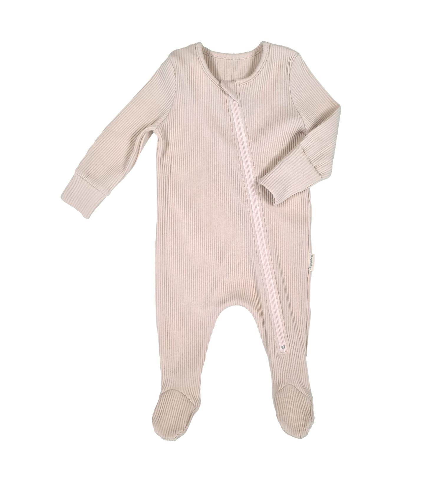 DreamBuy Ribbed Cotton Baby Sleepsuit | Zip Up Footed/Footless | Unisex Newborn Clothes 12-18 Months - Buy Online on GoSupps.com