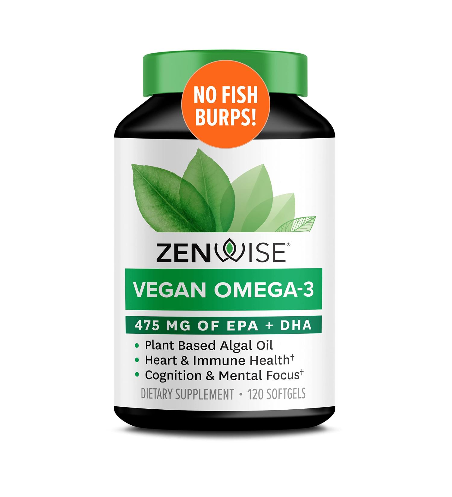 Zenwise Health Vegan Omega-3 from Marine Algae - 120 Softgels for Heart & Brain Support - Buy Online on GoSupps.com