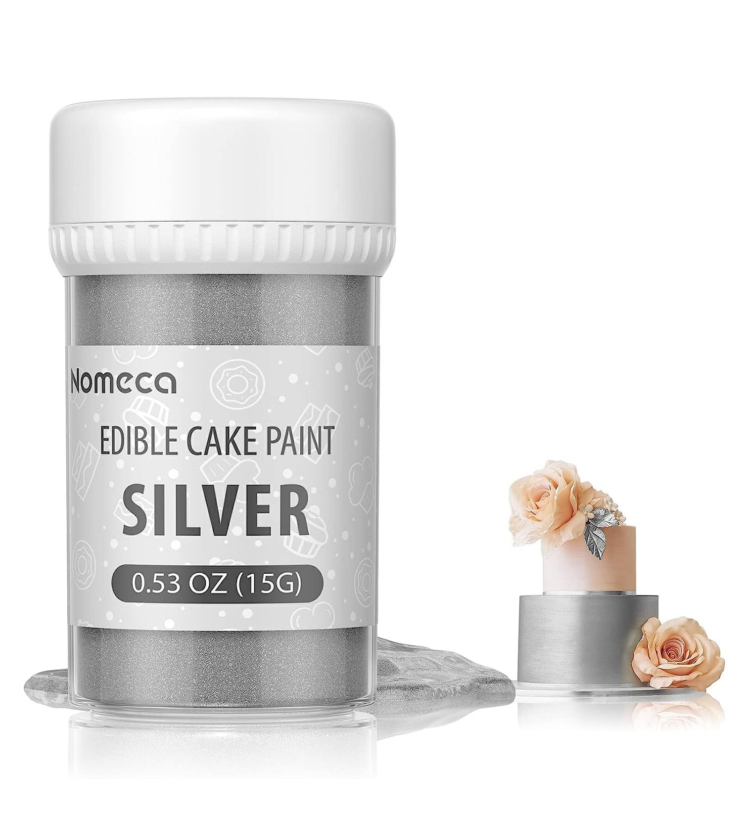 Nomeca Edible Cake Paint - Food Grade Metallic Paint for Cake Decorating 15g Food Coloring Baking Fondant Gumpaste Chocolate Candy Cookie (Sliver)) 7.5 ml (Pack of 2) - Buy Online on GoSupps.com