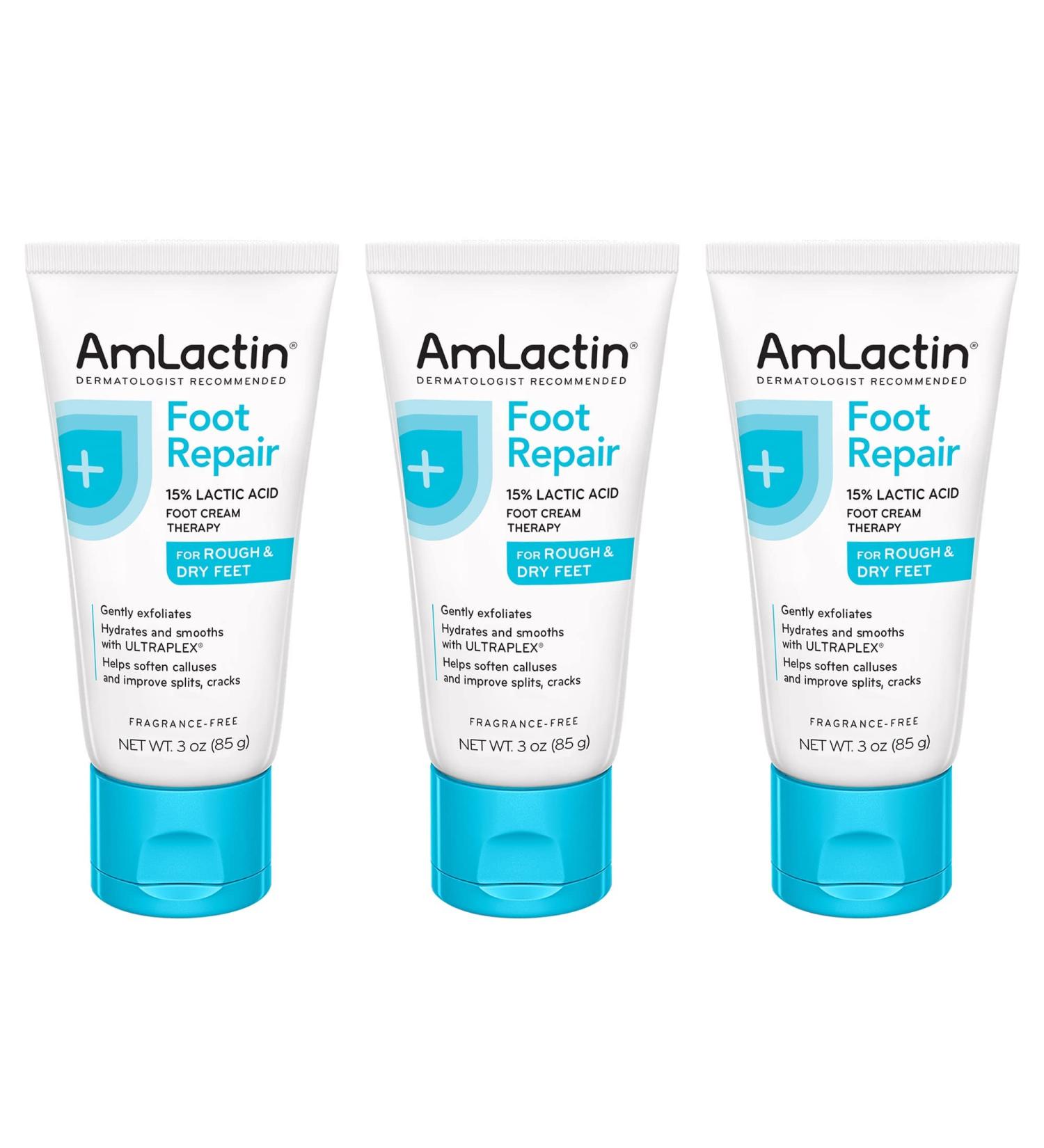 AMLACTIN Foot Cream Therapy 3 oz (Pack of 3) - Hydrating Foot Cream Trio - Buy Online on GoSupps.com