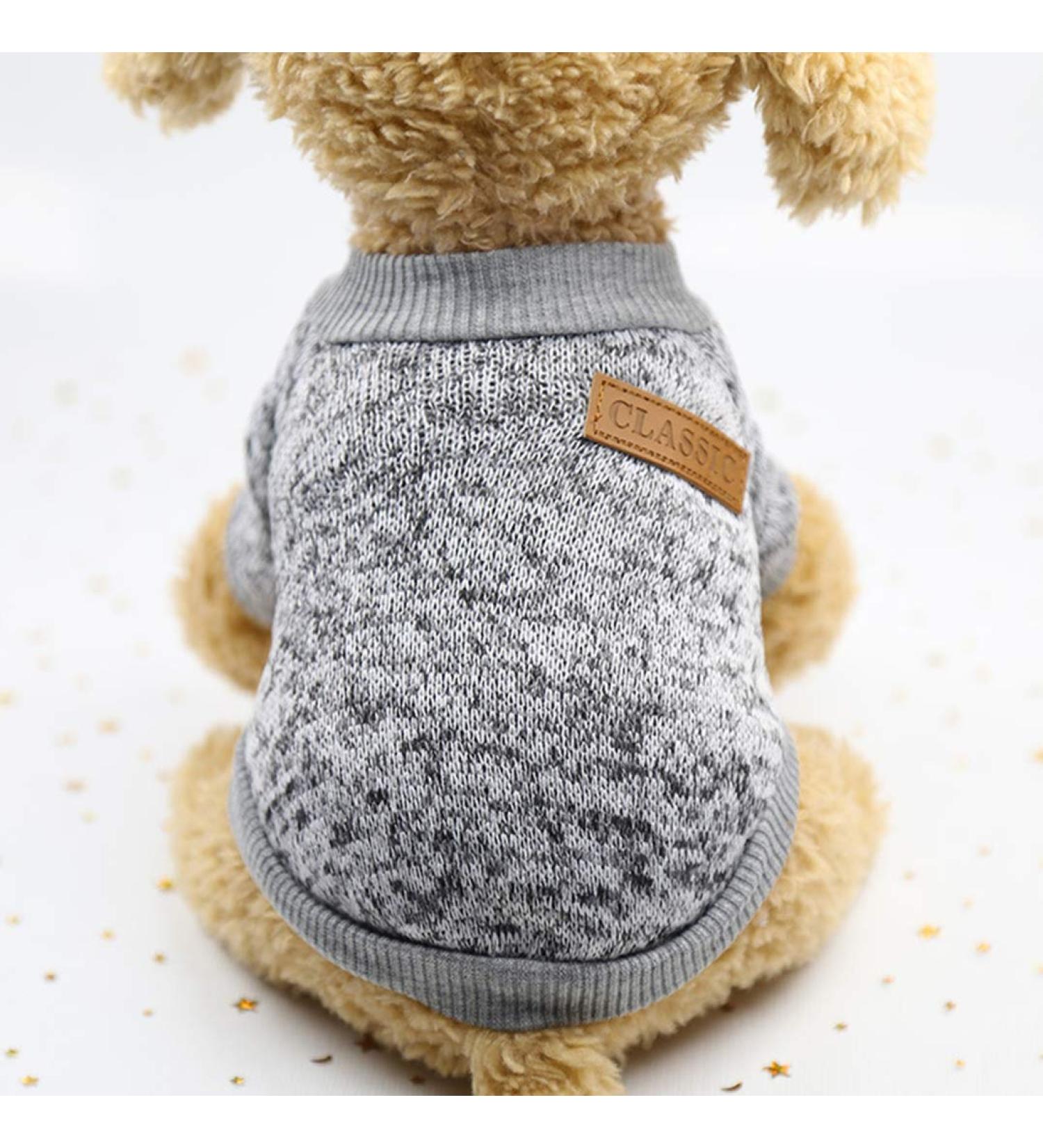 Warm Pet Dog Cat Sweater | Fleece Puppy Coat in Gray - Shop Internationally! - Buy Online on GoSupps.com