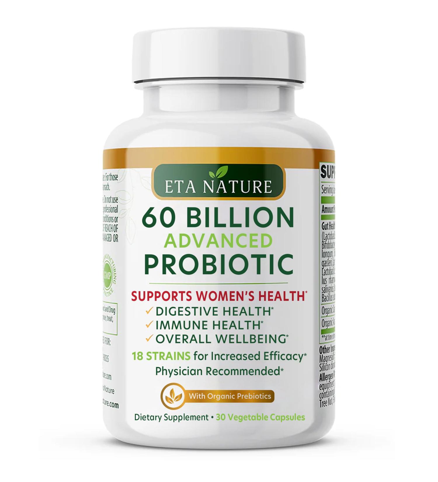 Advanced Probiotics for Women with 60 Billion CFUs 18 Strains Lactobacillus & Cranberries - Prebiotics and Probiotics for Womens Digestive Health Gut Support & Vaginal Health Yeast & Flora 30 Count for Women - Buy Online on GoSupps.com