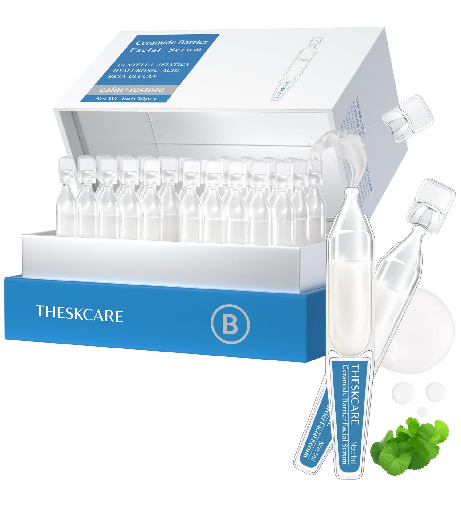 Buy Ceramide Barrier Serum with Hyaluronic Acid & Centella Asiatica - Hydrating Facial Serum for Redness & Dry Skin - 30 Ampoules - Buy Online on GoSupps.com