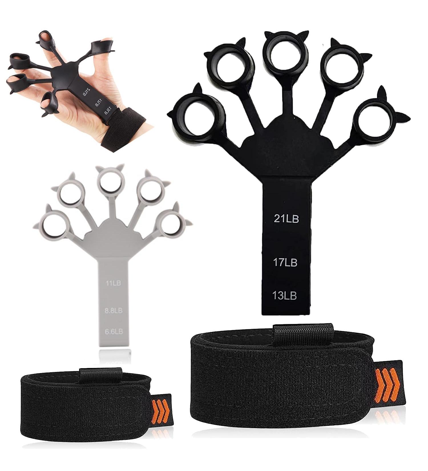 Joerres Finger Trainer & Hand Gripper - 6 Resistance Levels for Hand Pain Relief & Strength Training (2 Pack) - Black & Gray - Buy Online on GoSupps.com