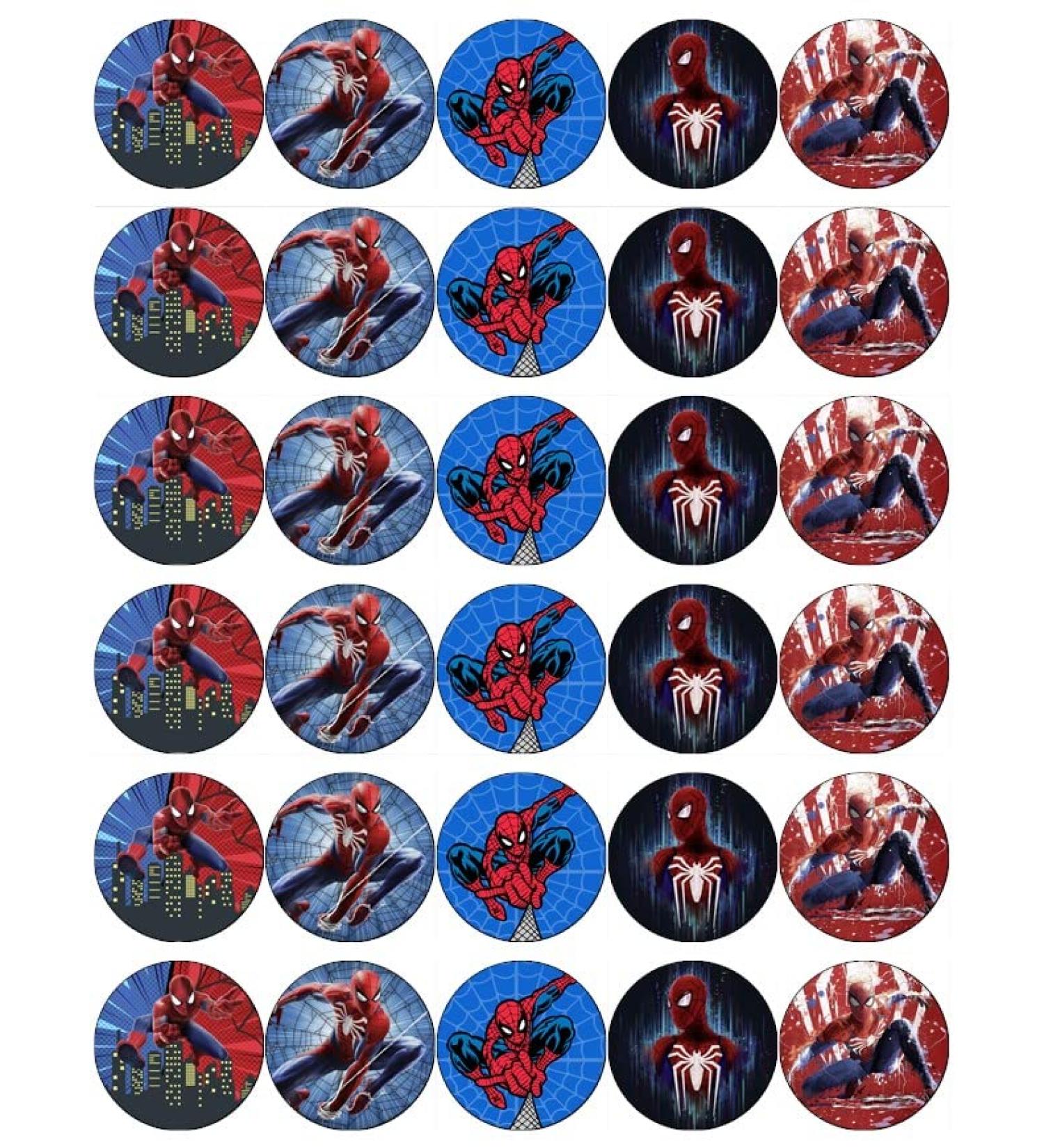 30 Spiderman Cupcake Toppers Edible Wafer Paper Fairy Cake Toppers Birthday Cakes