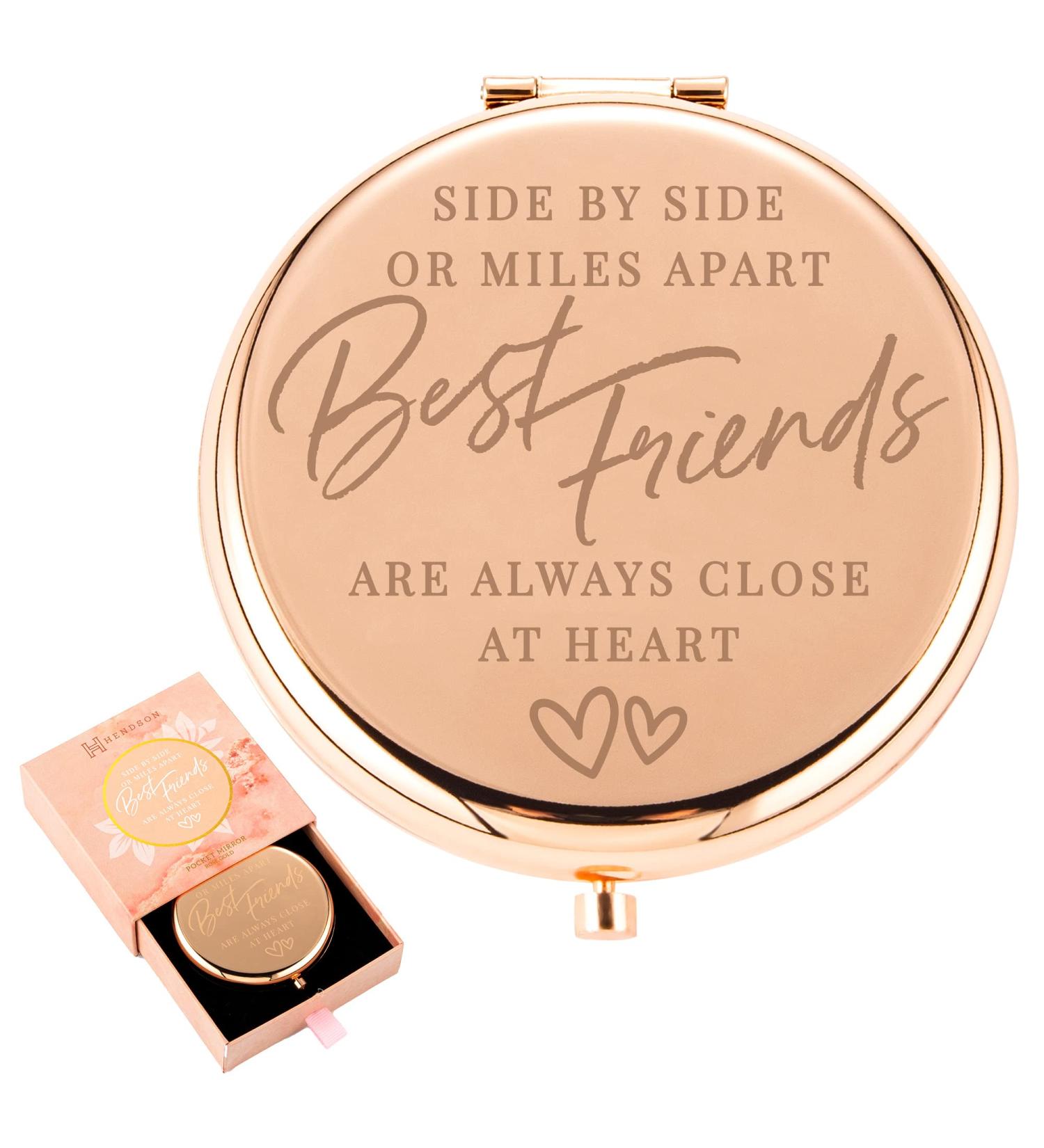 Long Distance Friendship Gifts for BFF | Rose Gold Compact Mirror for Best Friend Birthday | Friendship Gifts for Women - Buy Online on GoSupps.com