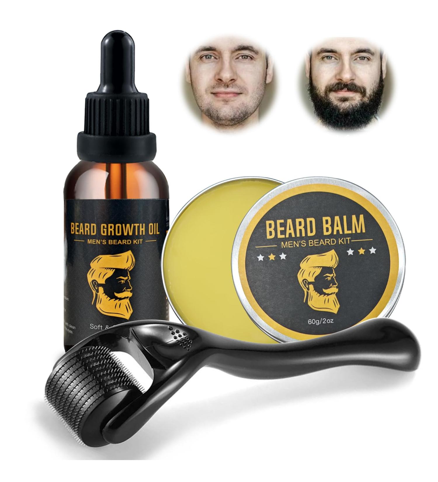 Beard Growth Kit with Roller 0.26 mm 30 ml Beard Growth Oils 30 g Beard Balm Beard Growth Men's Beard Kit Men's Beard Ca - Buy Online on GoSupps.com
