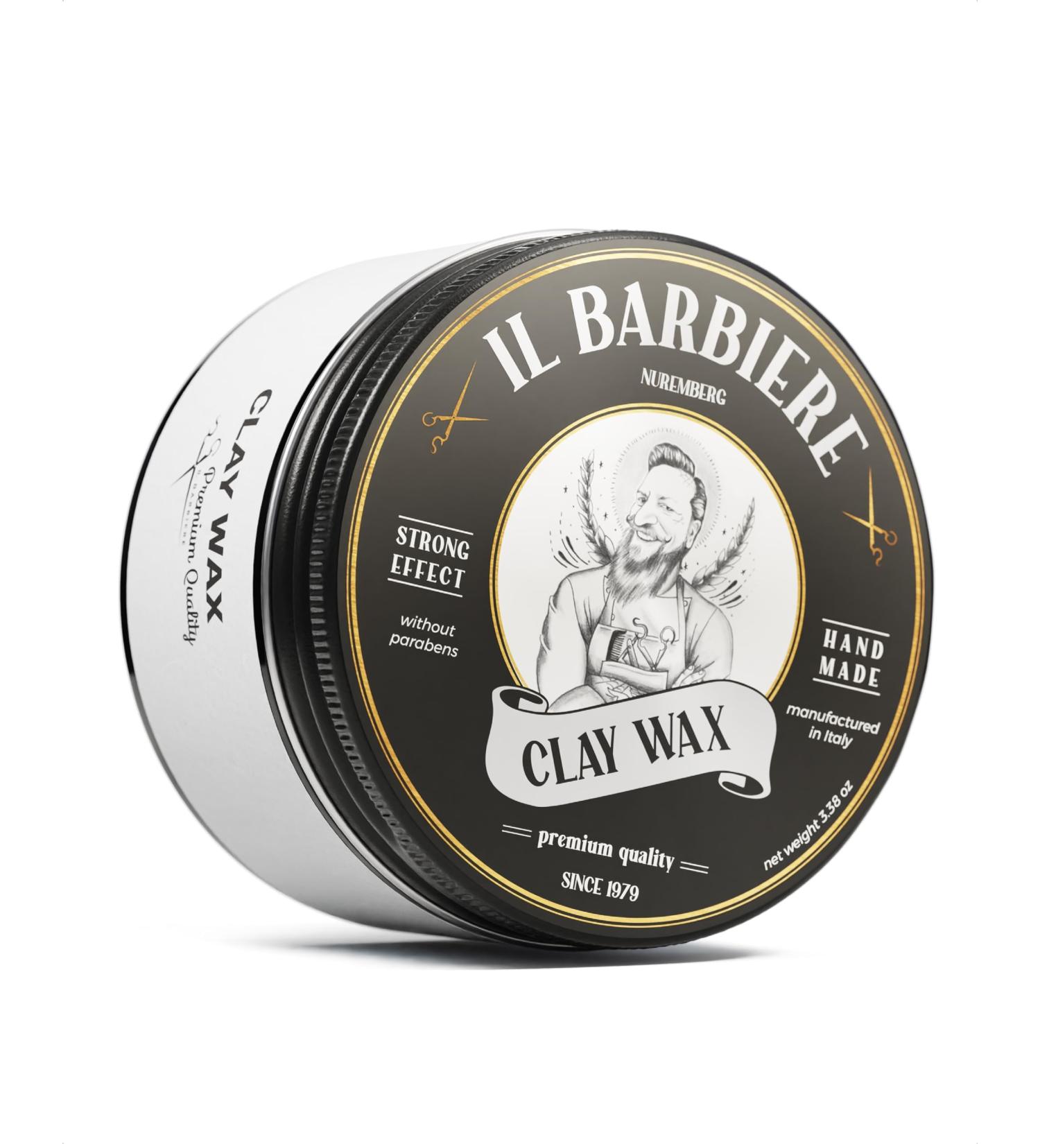 IL Barbiere Clay Wax Pomade Water-Based 2 Set | Strong Hold Natural Hair Wax for Men | Paraben & Silicone-Free 2x100ml - Buy Online on GoSupps.com