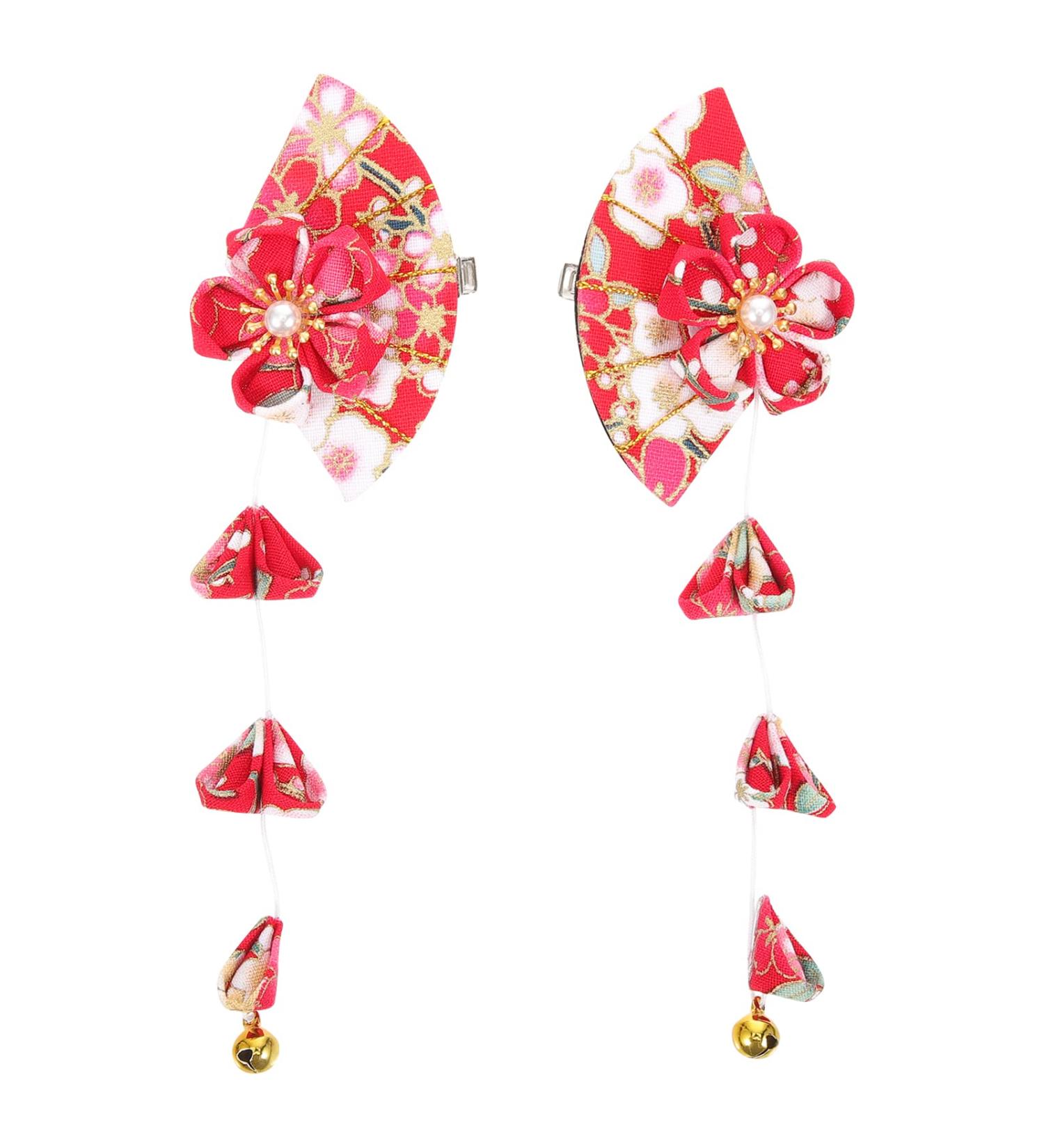 1 Pair Fan Hanfu Hairpin Kimono Hair Accessories Kimono Flower Hair Fan Barrette Clip Flower Barrettes Vintage Tassel Hairpins Hair Ornament The Flowers Metal Japan Misss1 - Buy Online on GoSupps.com