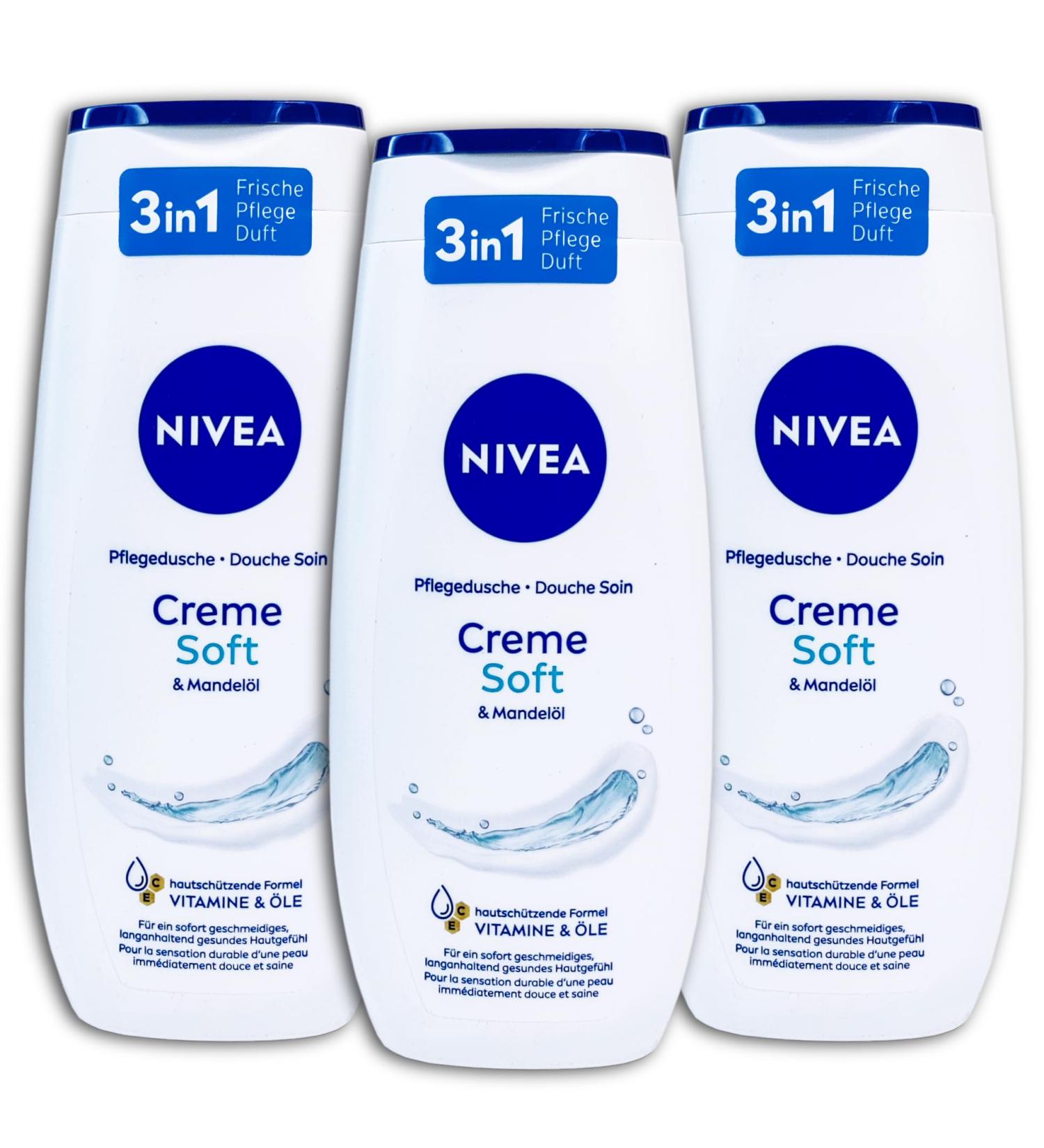 NIVEA caring shower gel with almond oil 3 x 250 ml pack of 3