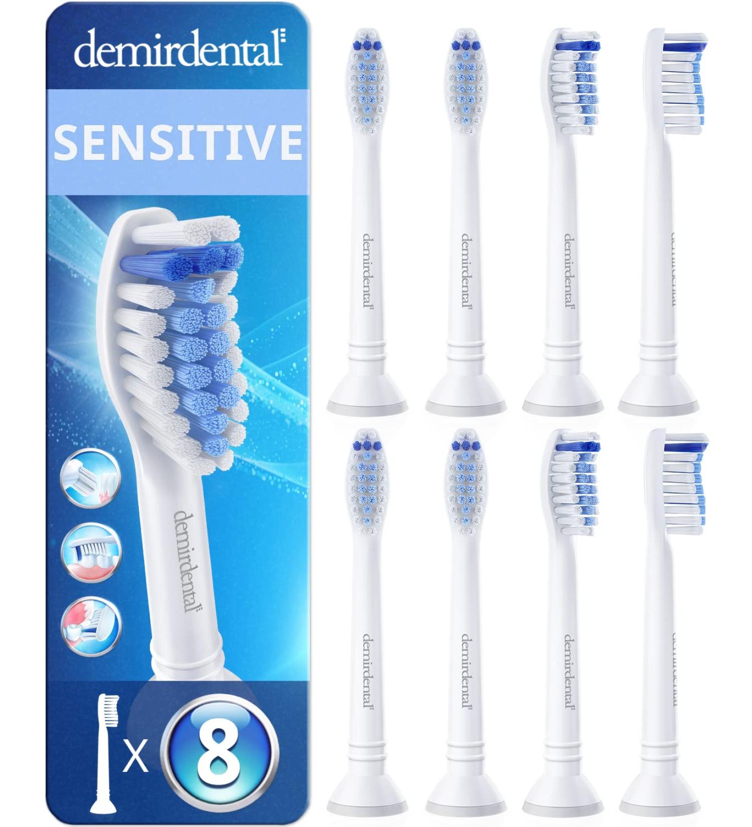 Sensitive Toothbrush Heads Compatible with Philips Sonicare - Soft Replacement Brush Heads for Gums & Teeth - 8 Pack - Gentle Cleaning - Buy Online on GoSupps.com