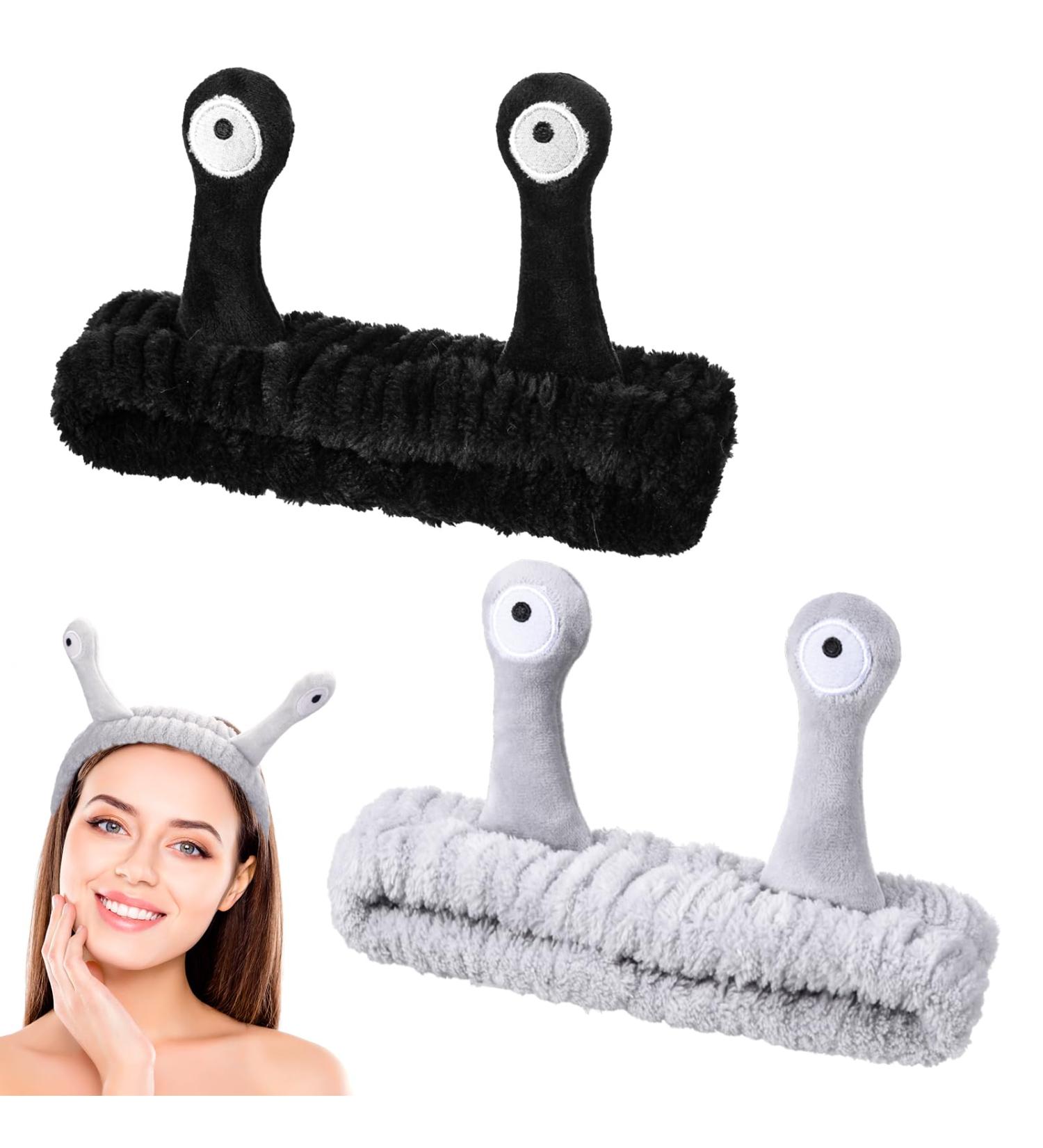 Heyu-Lotus 2 PCS Snail Face Wash Headband for Women Girls | Spa Hair Bands | Makeup Head Band | Coral Fleece | Skincare Headband | Elastic Headband | Hair Accessories (Grey+Black) - Buy Online on GoSupps.com