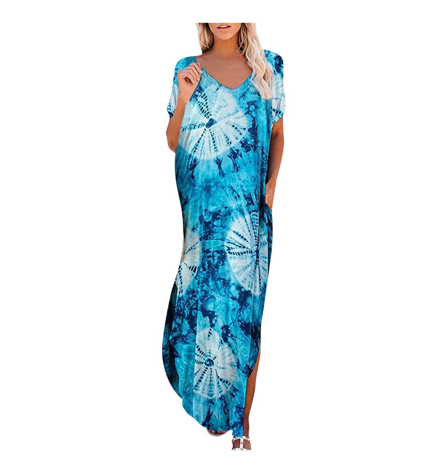 Booboda Womens Tie Dye V-Neck Maxi Dress - Dark Blue XXL - Buy Online on GoSupps.com