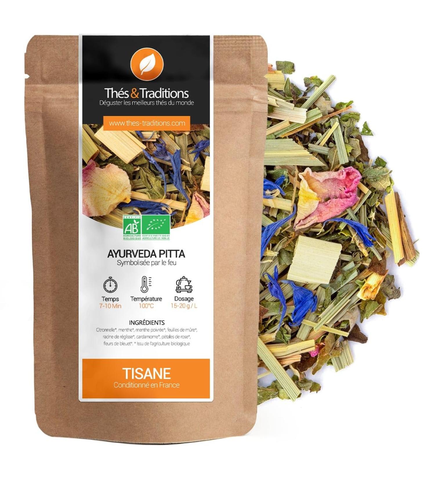  Th s & Traditions Ayurveda Pitta | Herbal Tea | Bag 100g Bulk | Certified Organic  - Buy Online on GoSupps.com