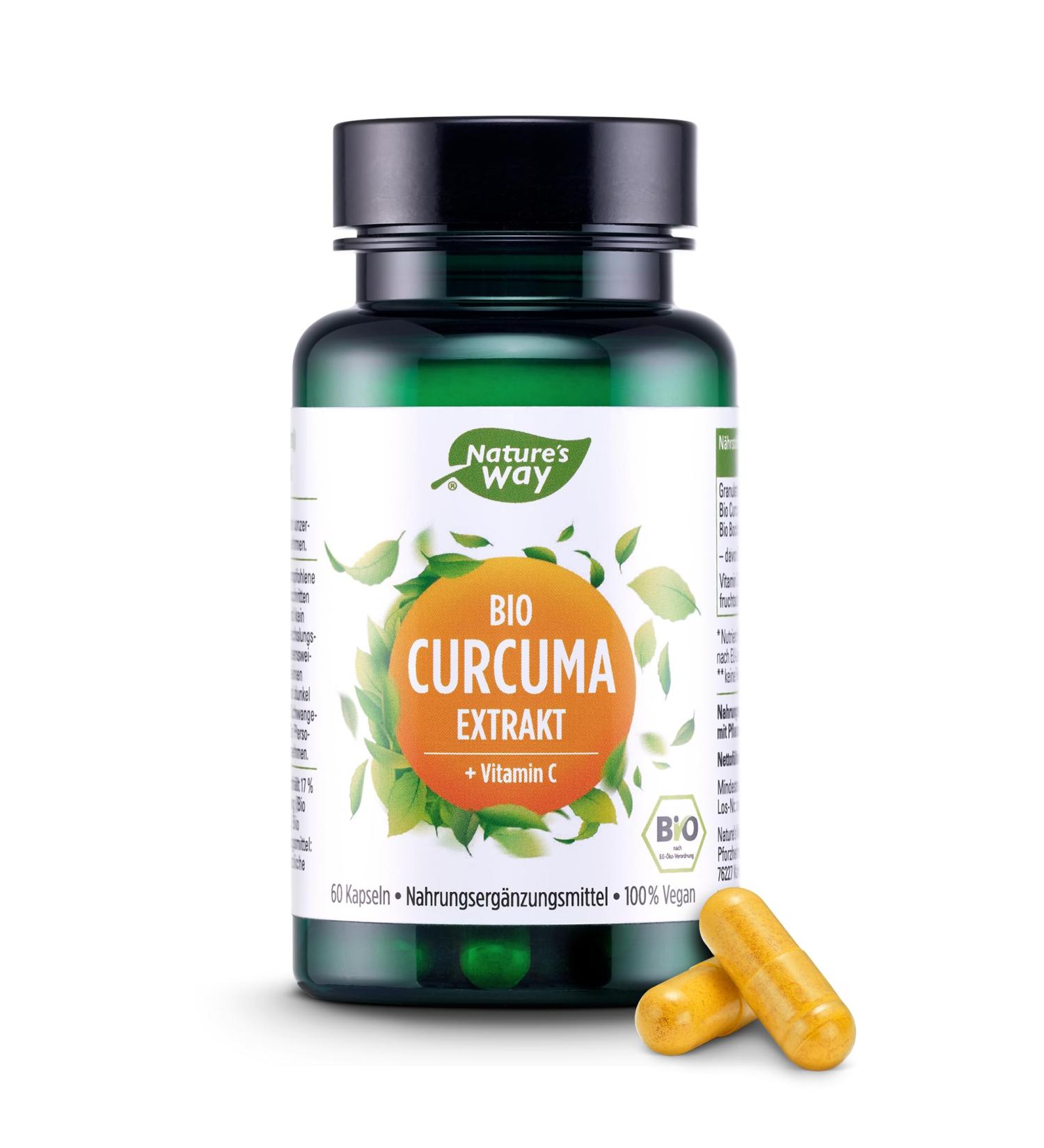 Buy Bio Curcuma Capsules - High Dose 100% Natural Organic Turmeric Extract + Vitamin C | 45x Bioavailability for Joint Health - Piperine Free C-14 Certified in DE - Buy Online on GoSupps.com