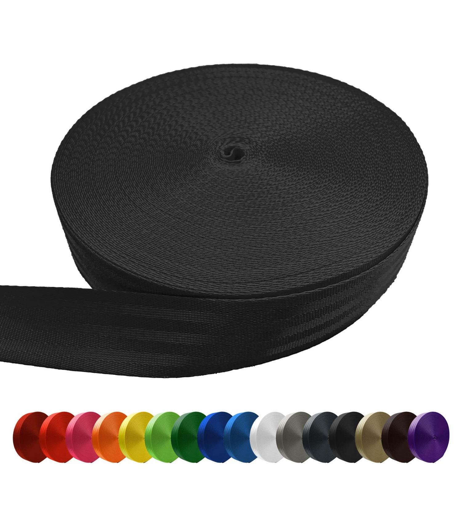 WEBSUKA Polyester Webbing Strap 1.5 inches 55 Yards - Black | Heavy Duty Flat Webbing Roll for Climbing, Crafting, and Repairing - Buy Online on GoSupps.com
