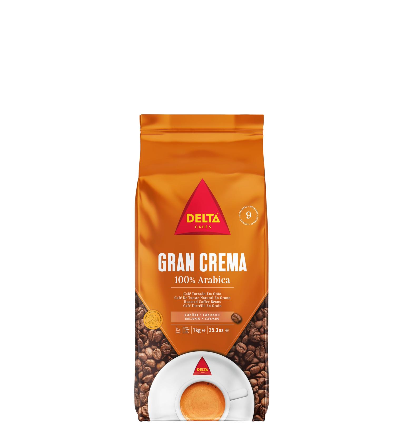 Delta Caf s - Gran Crema - 1 kg de Caf en Grains - Intensit 9 - M lange de Grains Torr fi s 100 % Arabica de Colombie et du Guatemala - Cr meux aux Notes de Cacao et Caramel 1 kg (Lot de 1) - Buy Online on GoSupps.com