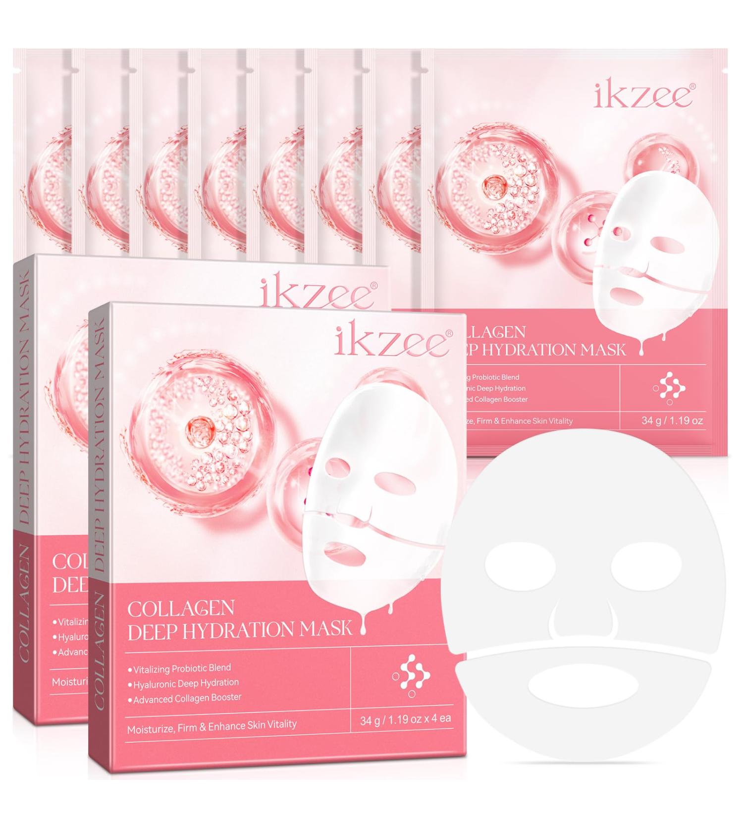  PLOBRT Collagen Mask 8pcs Collagen Mask Hydrating Hydrogel Night Mask Pore Reduction Improve Elasticity - Buy Online on GoSupps.com
