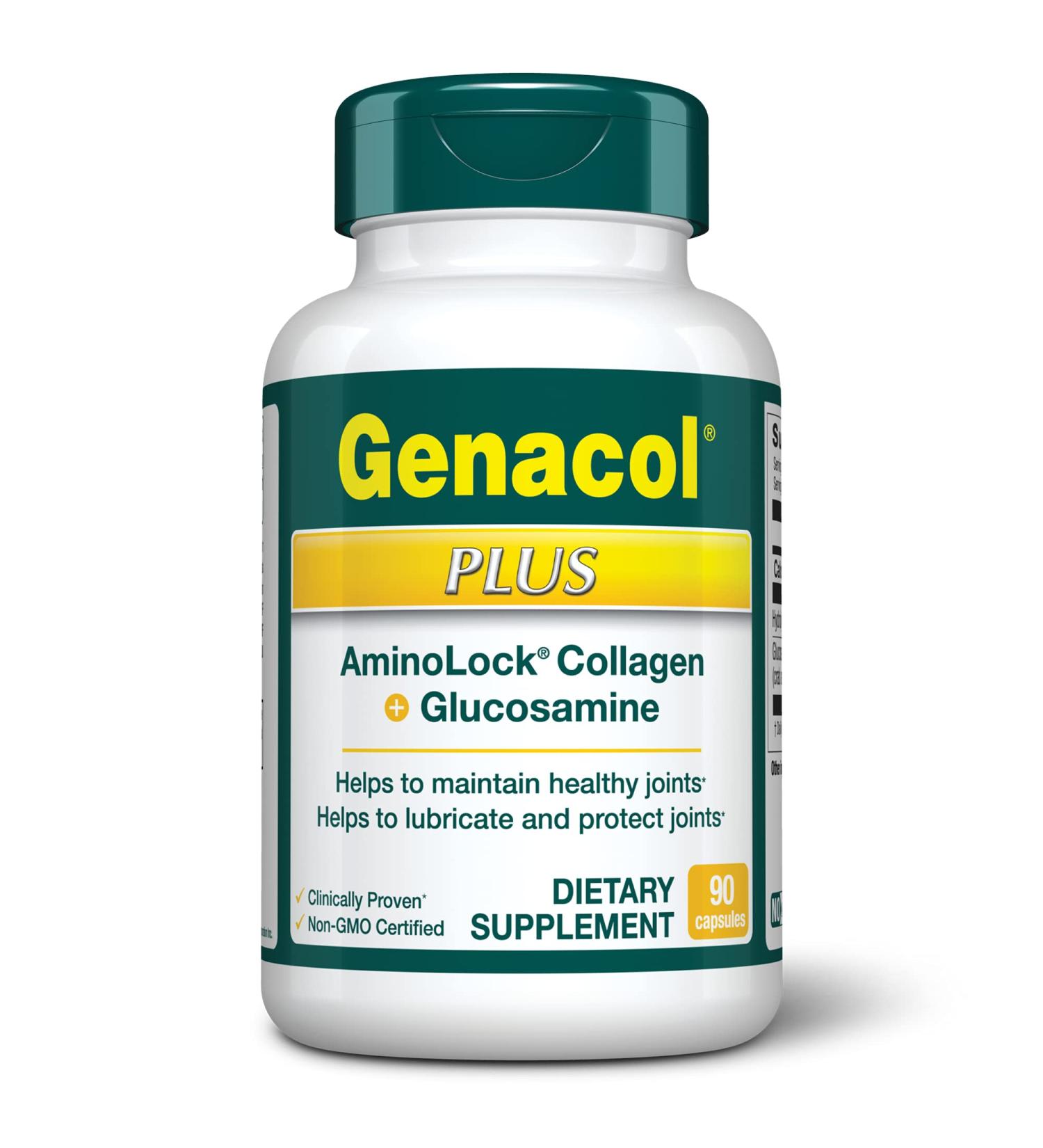 GENACOL Plus Glucosamine & Collagen Joint Supplement - 90 Capsules | Hydrolyzed Glucosamine & Collagen Capsules | Lubricate Joints, Relieve Discomfort, Promote Joint Health & Flexibility - Buy Online on GoSupps.com