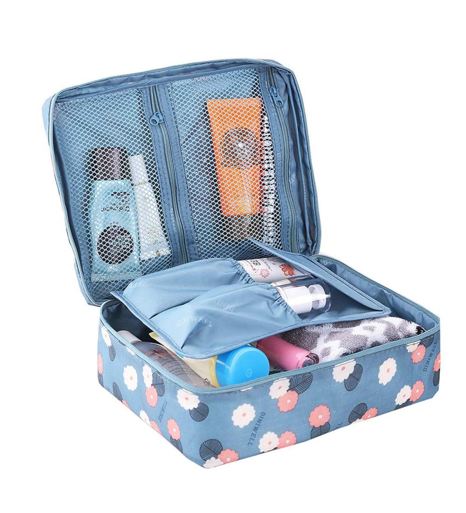 LKMY Portable Makeup Bag - Waterproof Cosmetic Organizer with Flower Pattern | Travel Culture Storage Bag for Women & Girls - Buy Online on GoSupps.com
