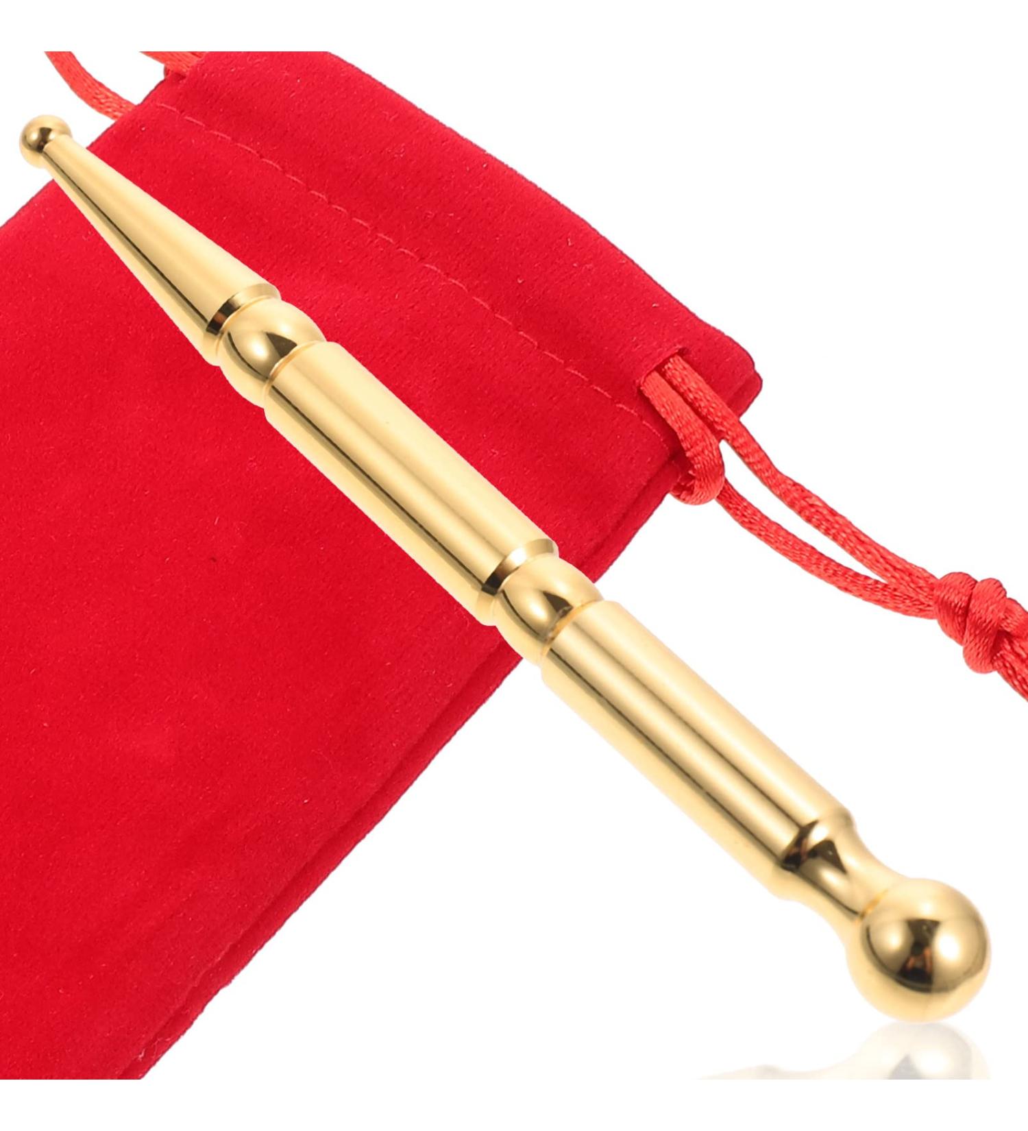 Healeved Brass Acupuncture Pen - Meridian Massage Pencil for Face Eyes & Body | Acupressure Stick for Spa & Beauty Care - Gold Yellow Gift - Buy Online on GoSupps.com