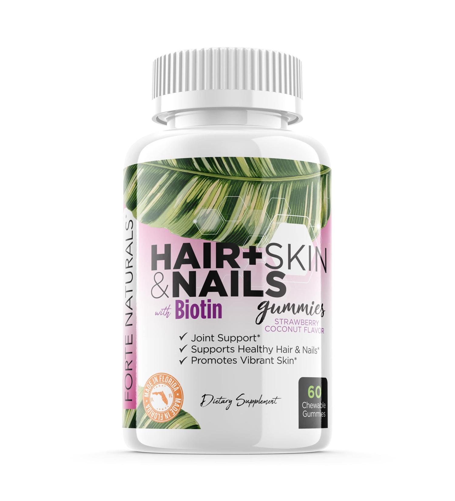 Forte Naturals Biotin Gummies 5000mcg for Hair Skin Nails | Prenatal Multivitamins for Women with Folic Acid, B12 & Iodine | Nail Fungus & Thyroid Support - Buy Online on GoSupps.com