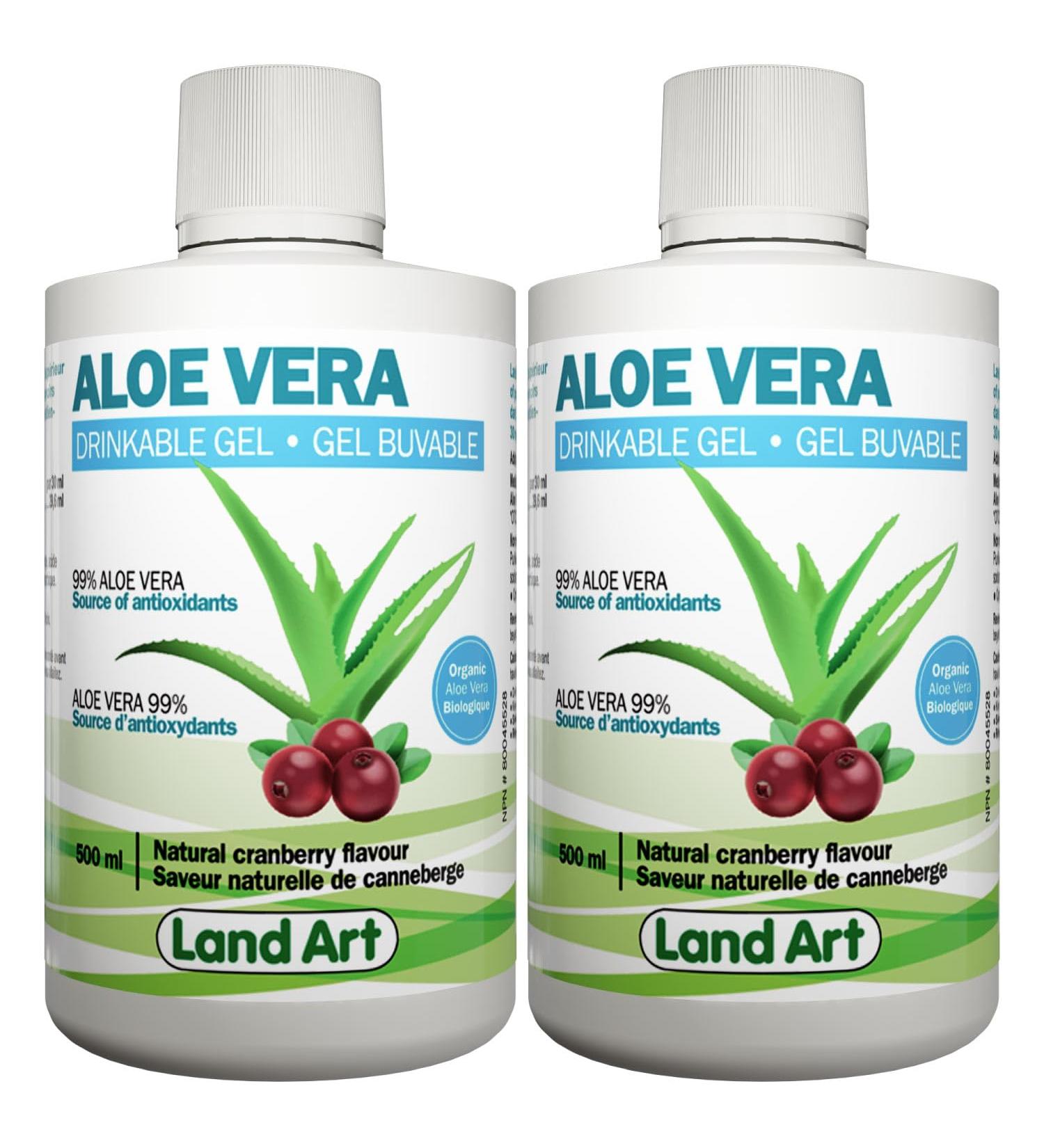 Pure Aloe Vera Drinkable Gel Cranberry Flavor 500ml - for Heartburn Relief & Acid Reflux - Cold-Processed - from Organic Fresh Leaves - Made in Canada (Pack of 2) 500 ml (Pack of 2) - Buy Online on GoSupps.com