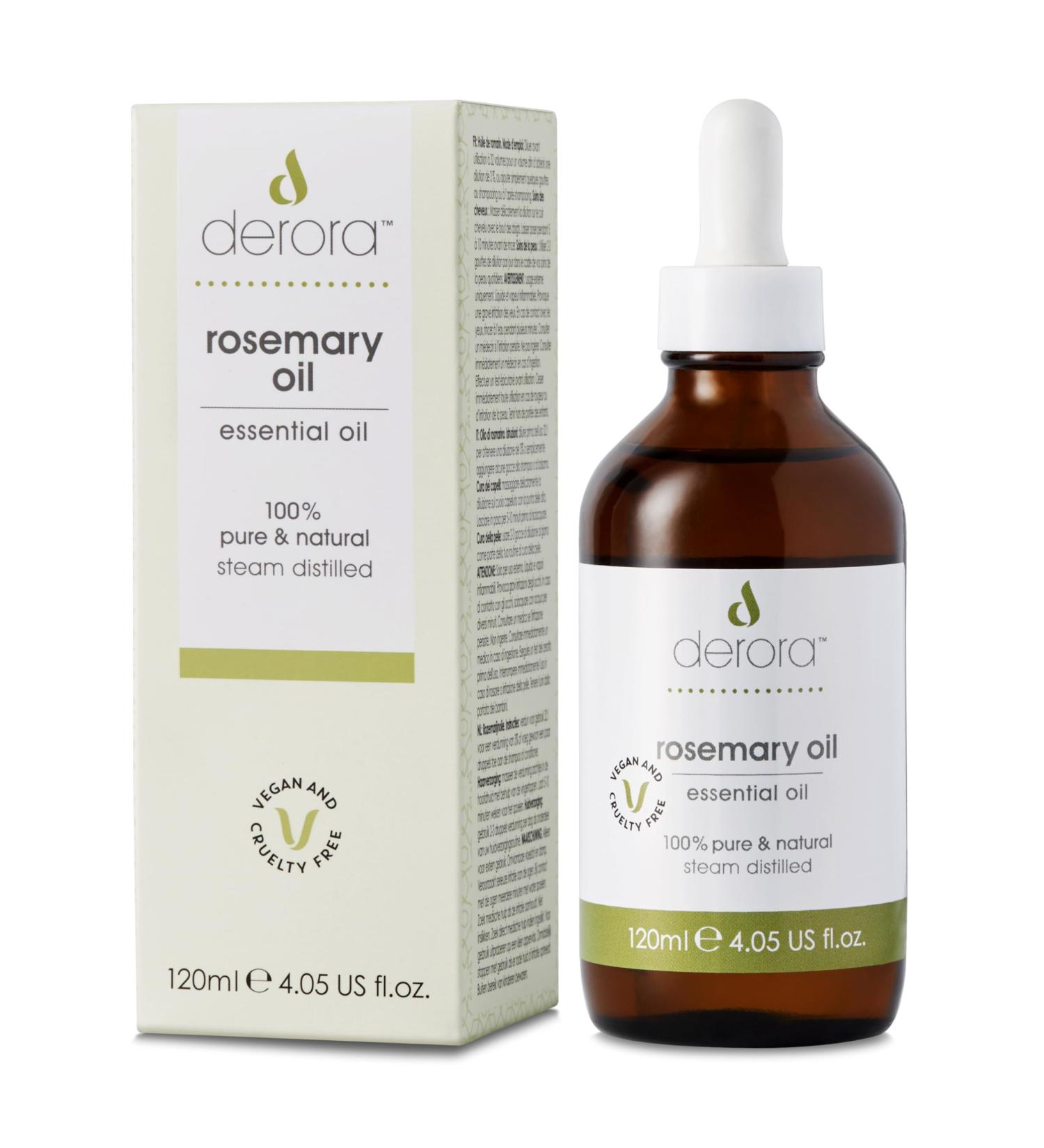Derora Rosemary Oil for Hair & Skin | Essential Oil | 100% Pure Undiluted | Rosemary Oil for Hair Damaged Hair Hair Loss Dry Skin Face Scalp (120ml) - Buy Online on GoSupps.com