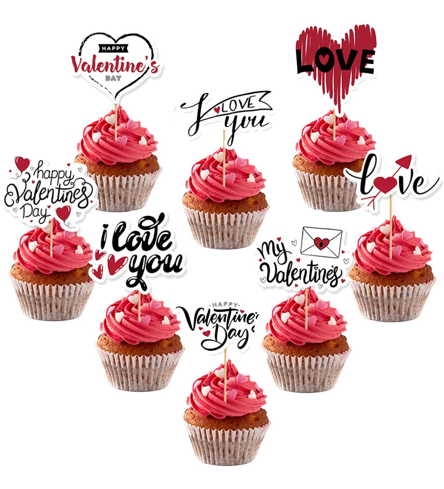 ICNYEKl 36 Pcs Happy Valentine'S Day Cupcake Toppers Anniversary Party Decorations Lips Love Cake Decorations for Weddings Bridal Showers Love-Themed Party Supplies Valentine's Day Message Cupcake Toppers - Buy Online on GoSupps.com