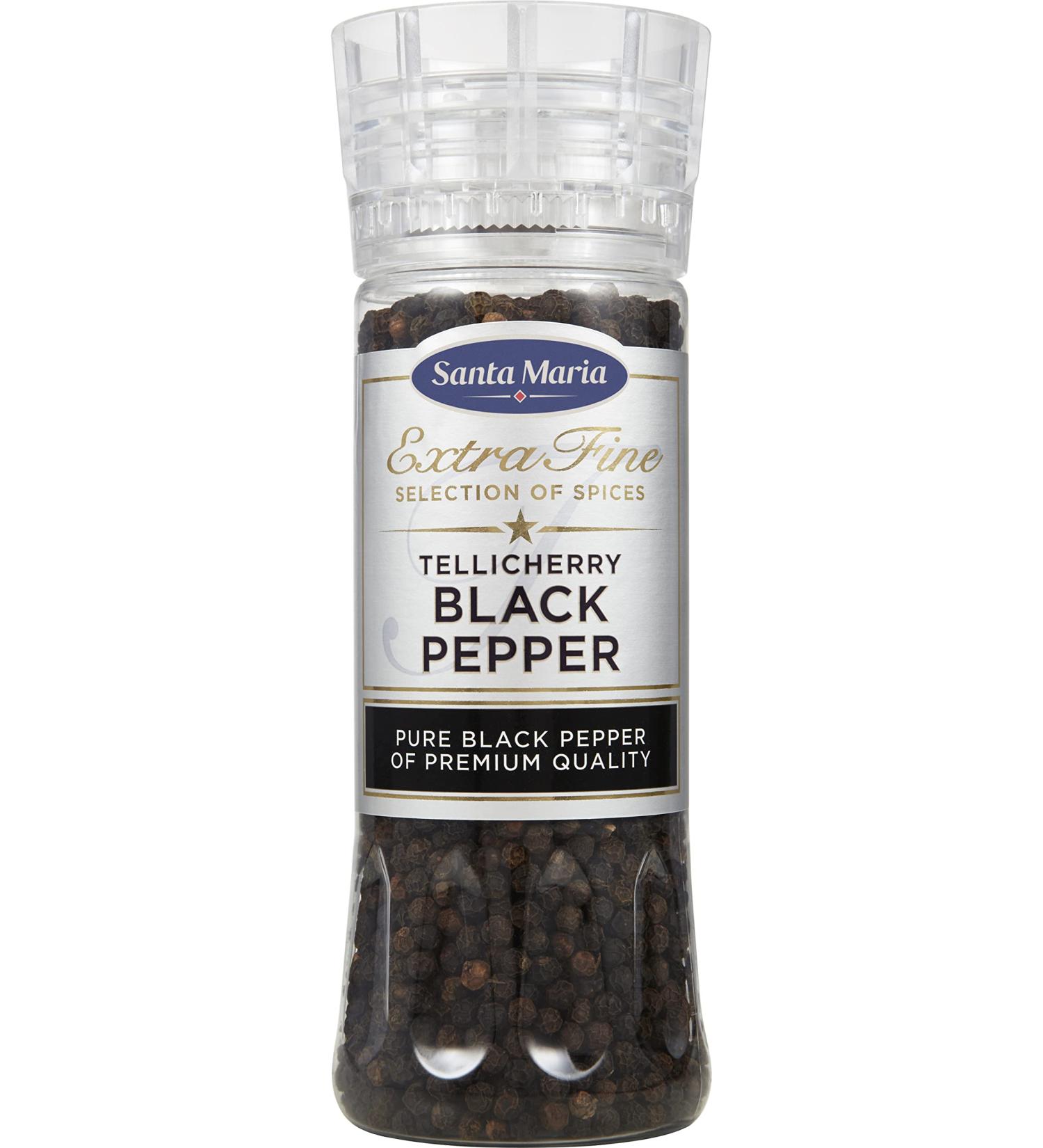 Paulig Santa Maria Tellicherry black pepper mill 210g freshly ground premium quality pepper mill great for rubbing marinade sauce or cooking with chicken beef or vegetables