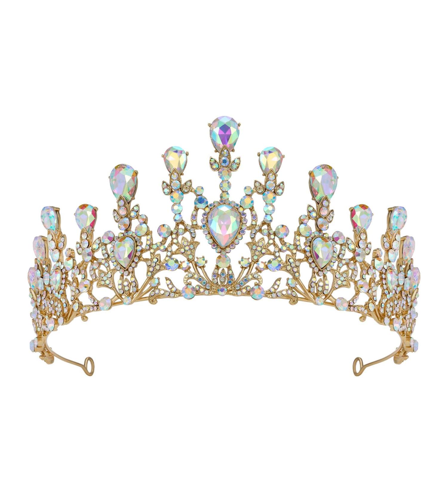 SWEETV Multicolored Beauty Queen Crown for Women - AB Crystal Tiara for Bride, Pageant, Prom, Quinceanera & Birthday - Buy Online on GoSupps.com