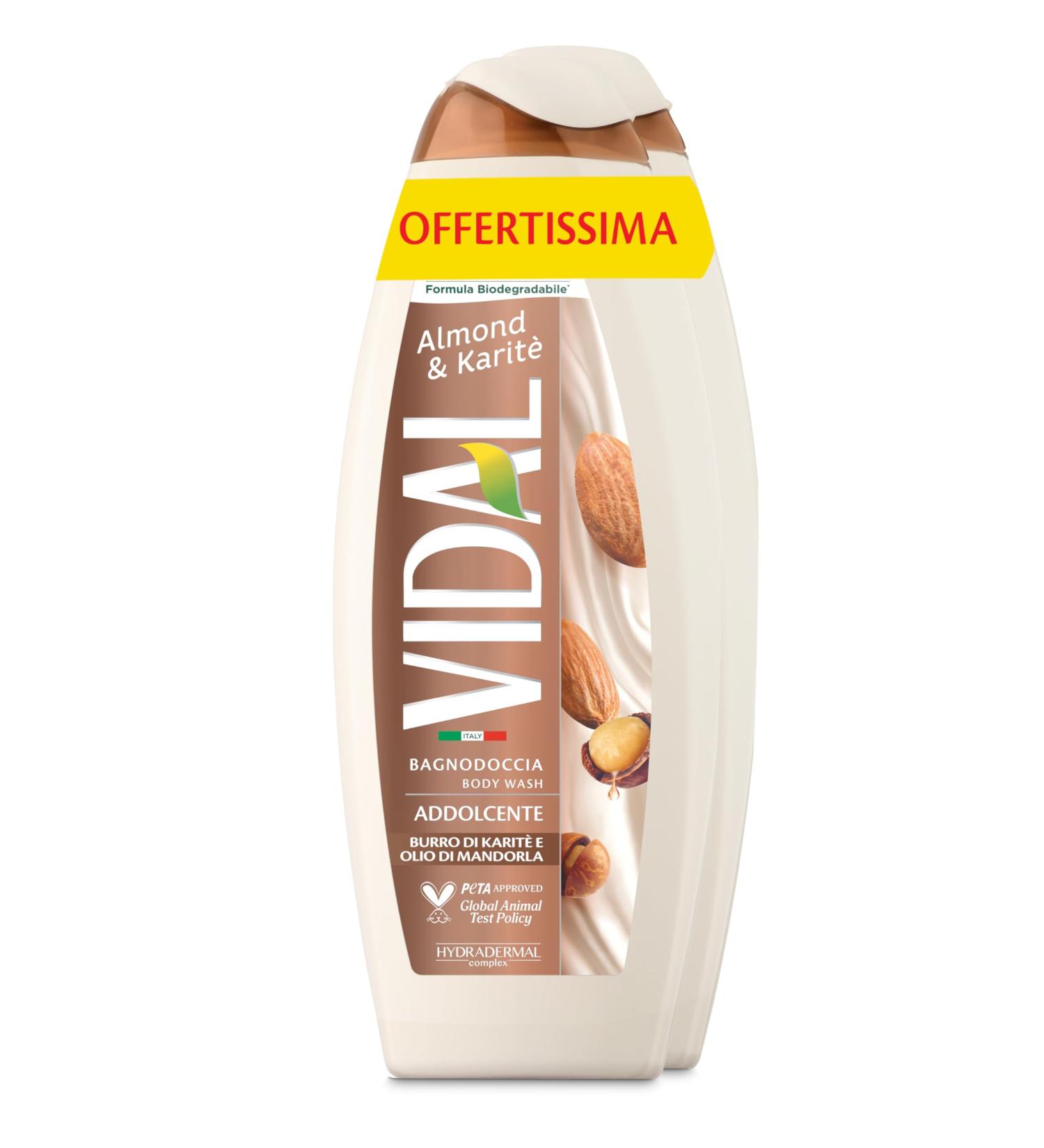  Vidal Vidal - Almond & Shea Foaming Bath softening formula with almond oil and shea butter dermatologically tested 2 x 600ml bottles - Buy Online on GoSupps.com