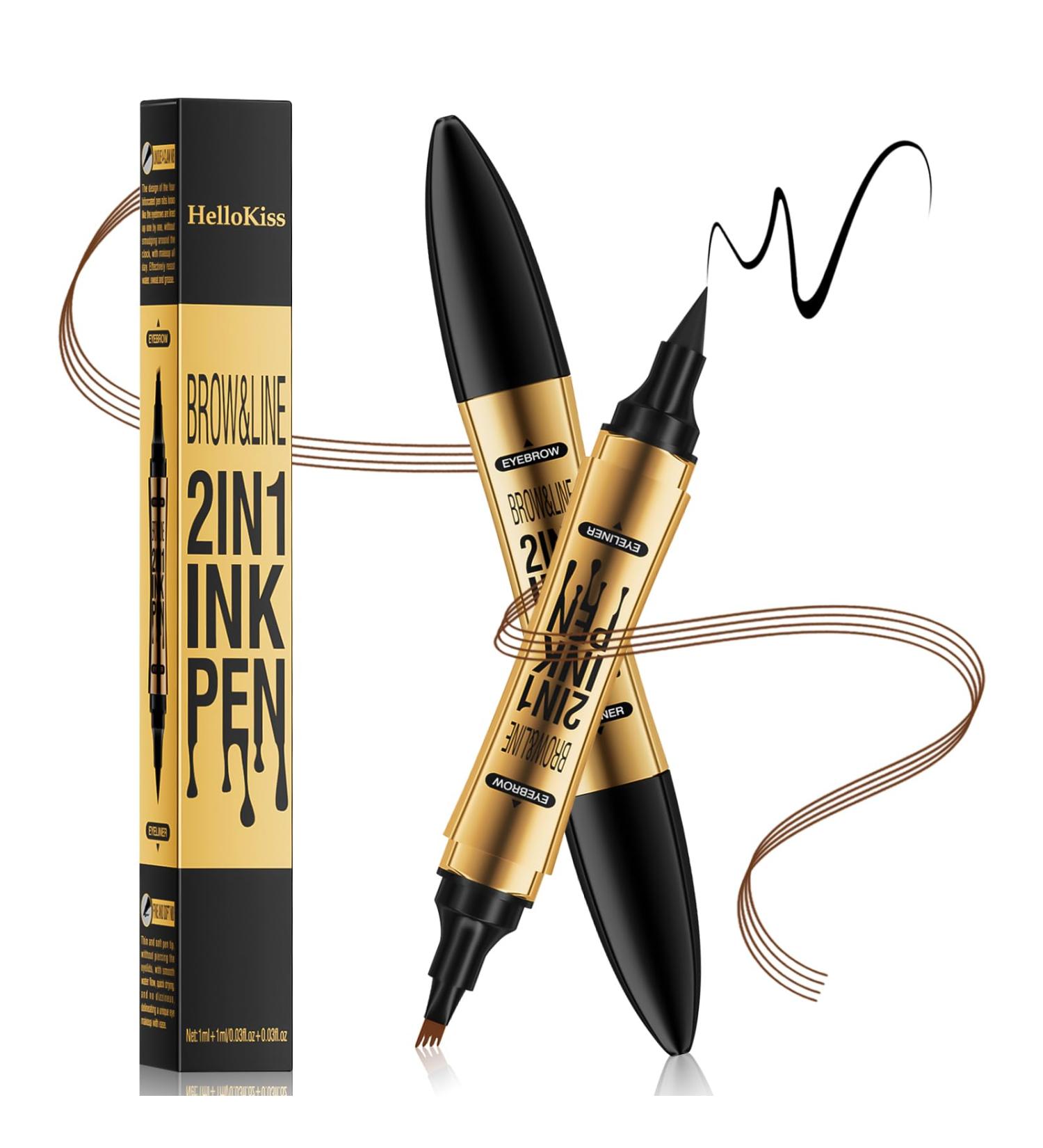 Wvu Wvo Eyebrow Pencil Water Resistant 2in1 DualEnd Microblading Liquid Eyeliner SmudgeProof Eyebrow Pencil Can Lightly Natural Eyebrow Color - Buy Online on GoSupps.com