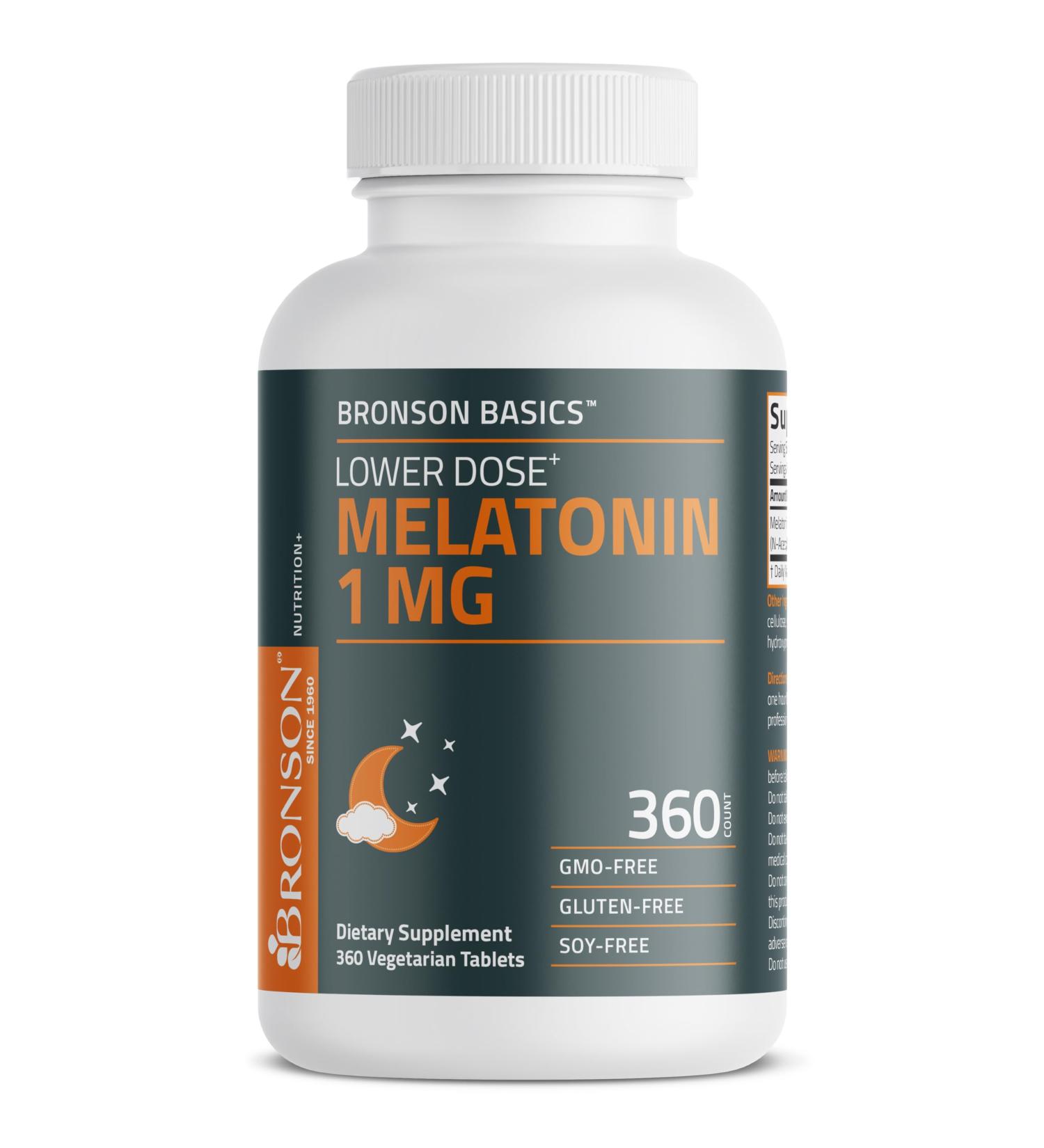 Bronson Lower Dose Melatonin 1mg 360 Vegetarian Tablets - Buy Online on GoSupps.com