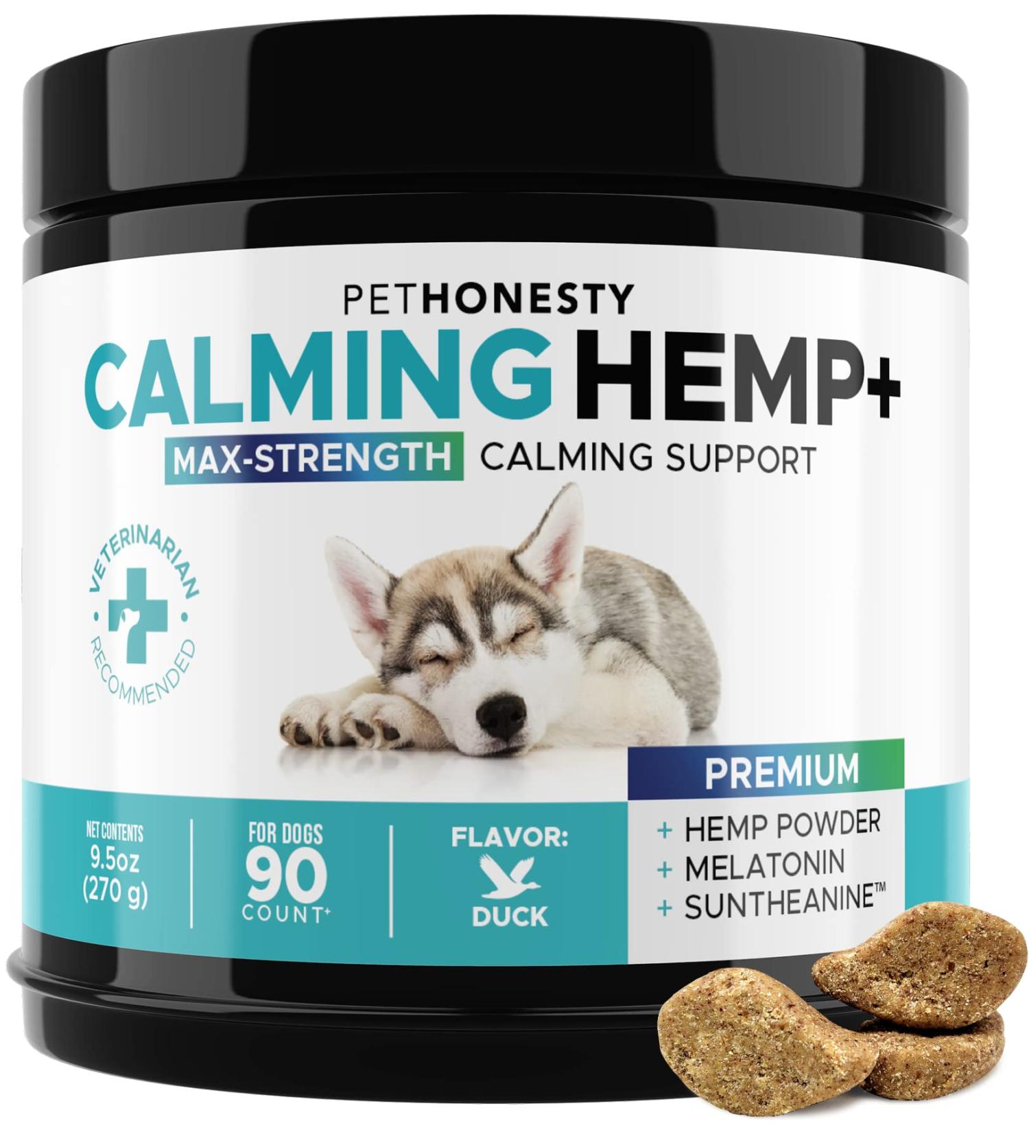 PetHonesty Calming Chews for Dogs & Cats - Stress & Anxiety Relief with Hemp - Duck Flavored - Promotes Relaxation & Behavioral Support - Buy Online on GoSupps.com