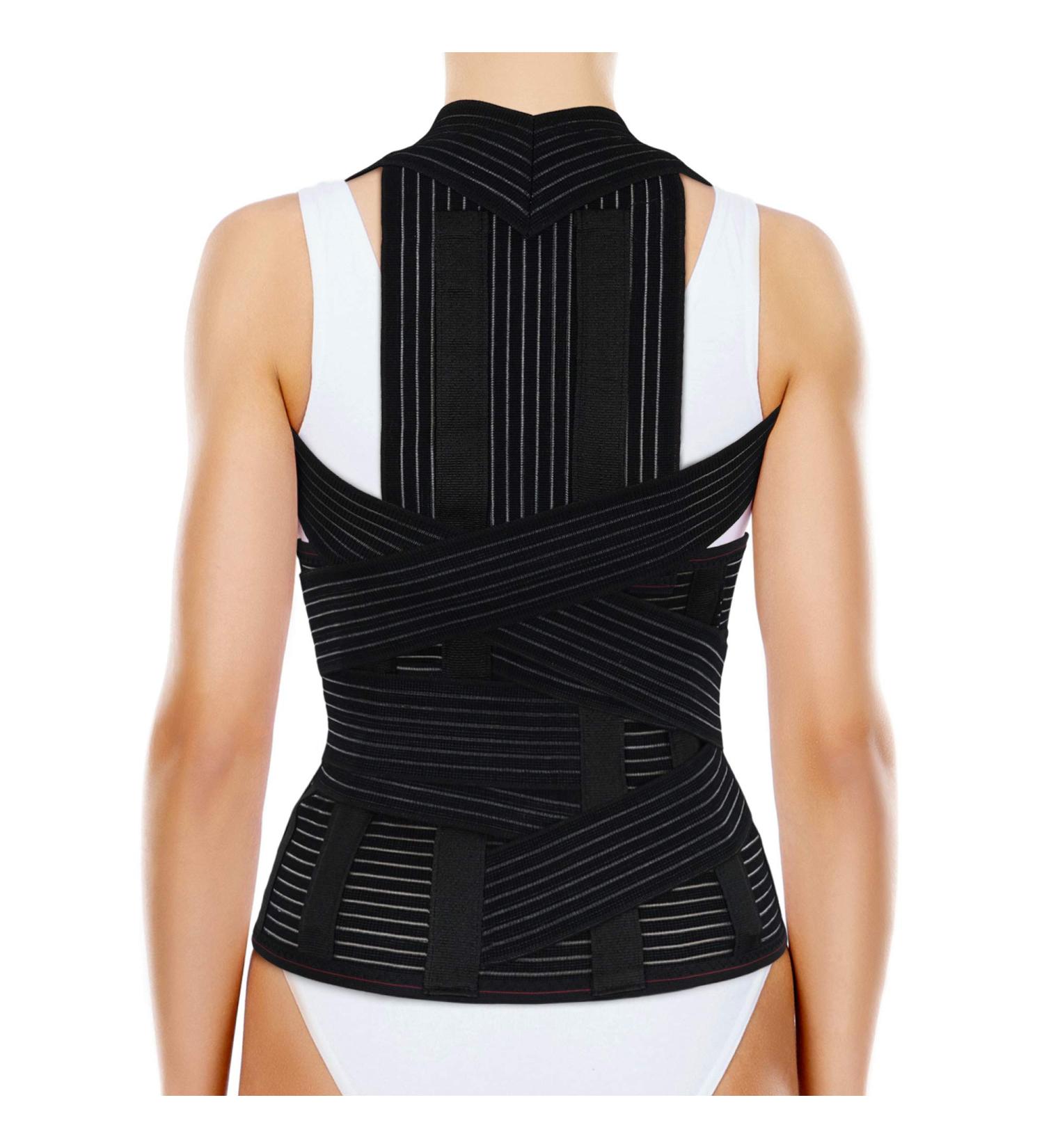 ORTONYX Full Back Support Brace - Relief for Upper and Lower Back Pain, Kyphosis, Rounded Shoulders - Posture Correction - Size Large - Black - Buy Online on GoSupps.com
