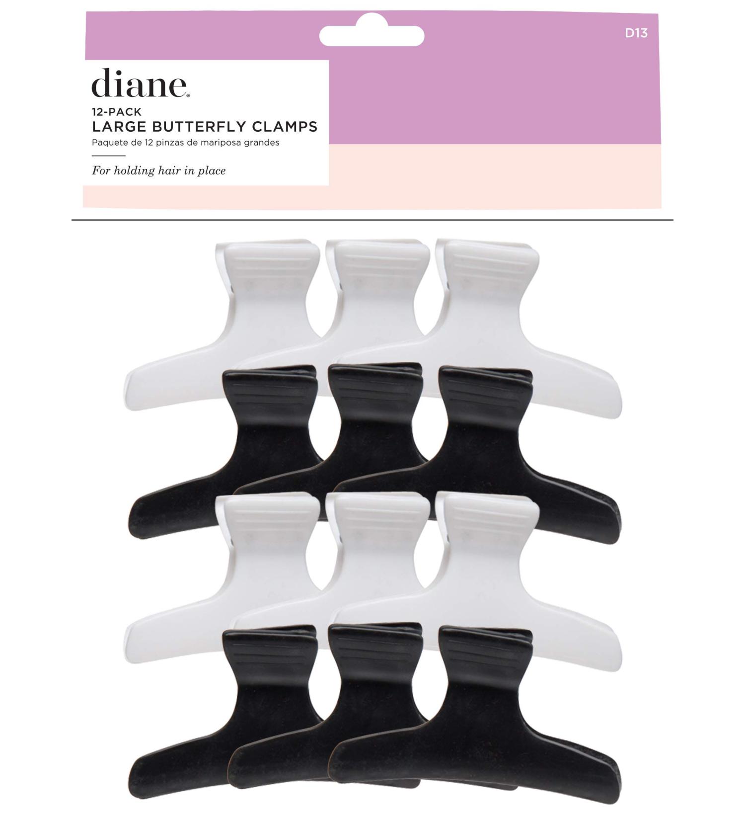 Diane Large Butterfly Clamps Pack of 12- Black and White Hair Clips for Women and Girls - Buy Online on GoSupps.com