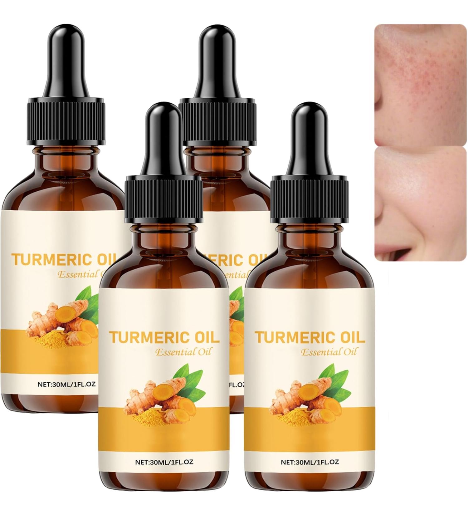  JASUBAI Turmeric Oil for Face & Body Dark Spot Corrector Serum for Lightening Even Complexion Anti-Aging Oil Moisturizing Radiance Serum Improves Dry Rough Skin (4 Pcs) - Buy Online on GoSupps.com