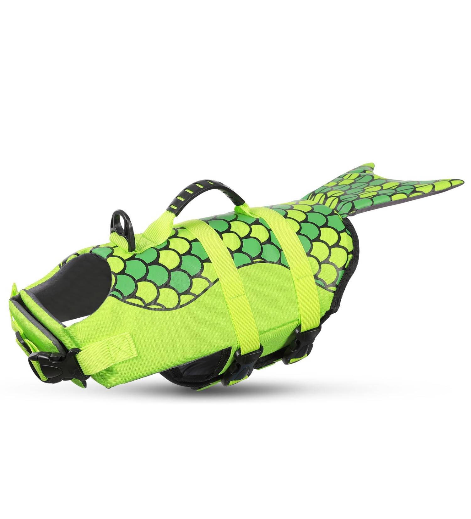 Cit toile Dog Life Jacket - Shark Design for Small Medium & Large Dogs - Mermaid Tail Vest in Green - Ultimate Pet Safety Gear - Buy Online on GoSupps.com