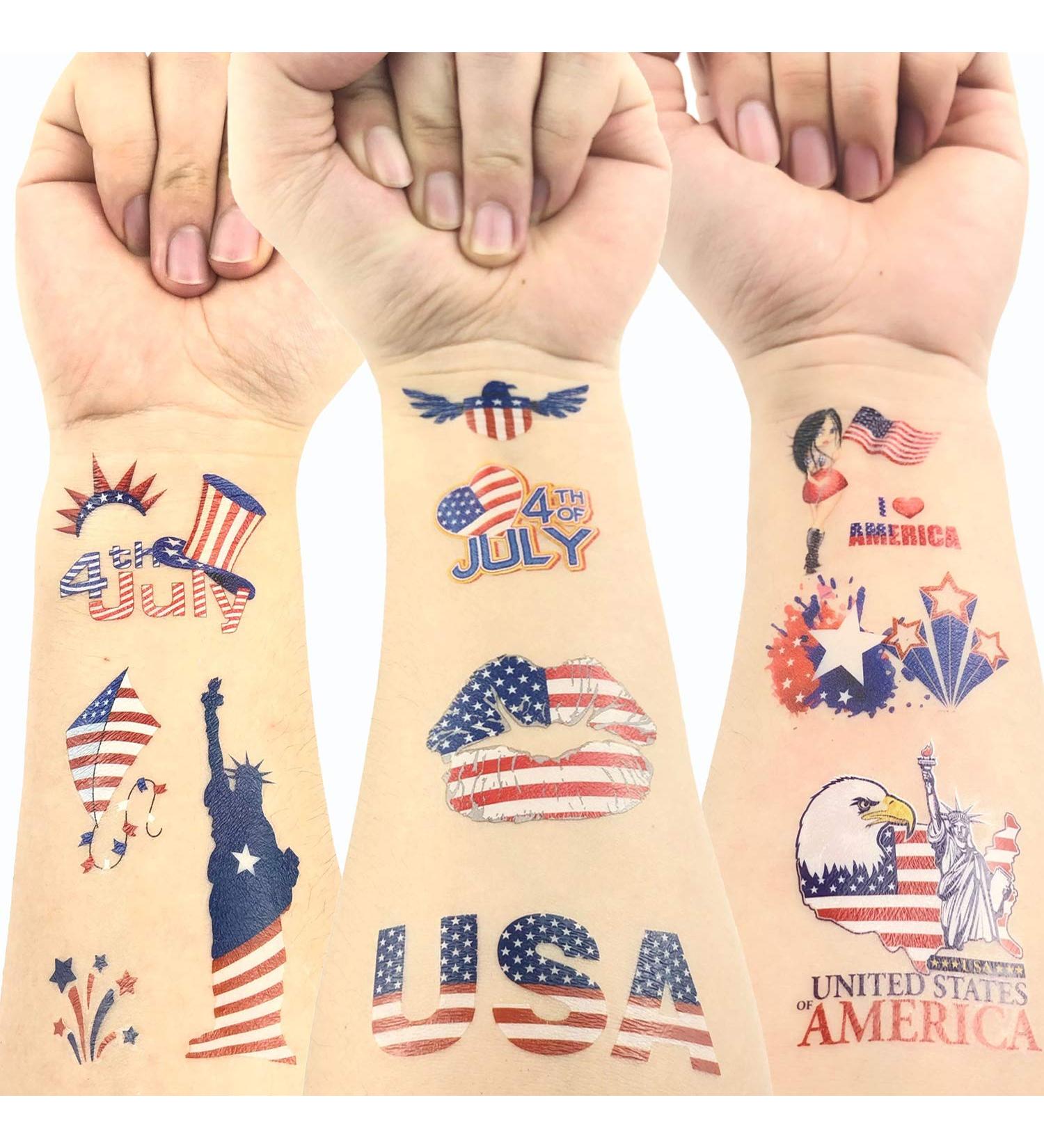 Patriotic Temporary Tattoos - 110 PCS for Adults & Kids | USA Independence Day & Party Supplies - Buy Online on GoSupps.com