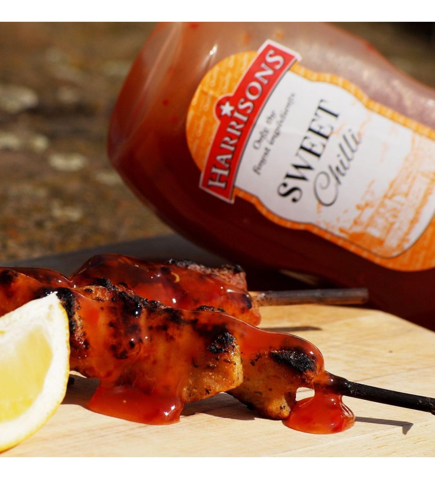 Harrisons Sweet Chilli Sauce Bottles Pack of 2 Vegetarian Chilli Sauces 300 ml Each -No Artificial Colour and Flavour - Made in UK