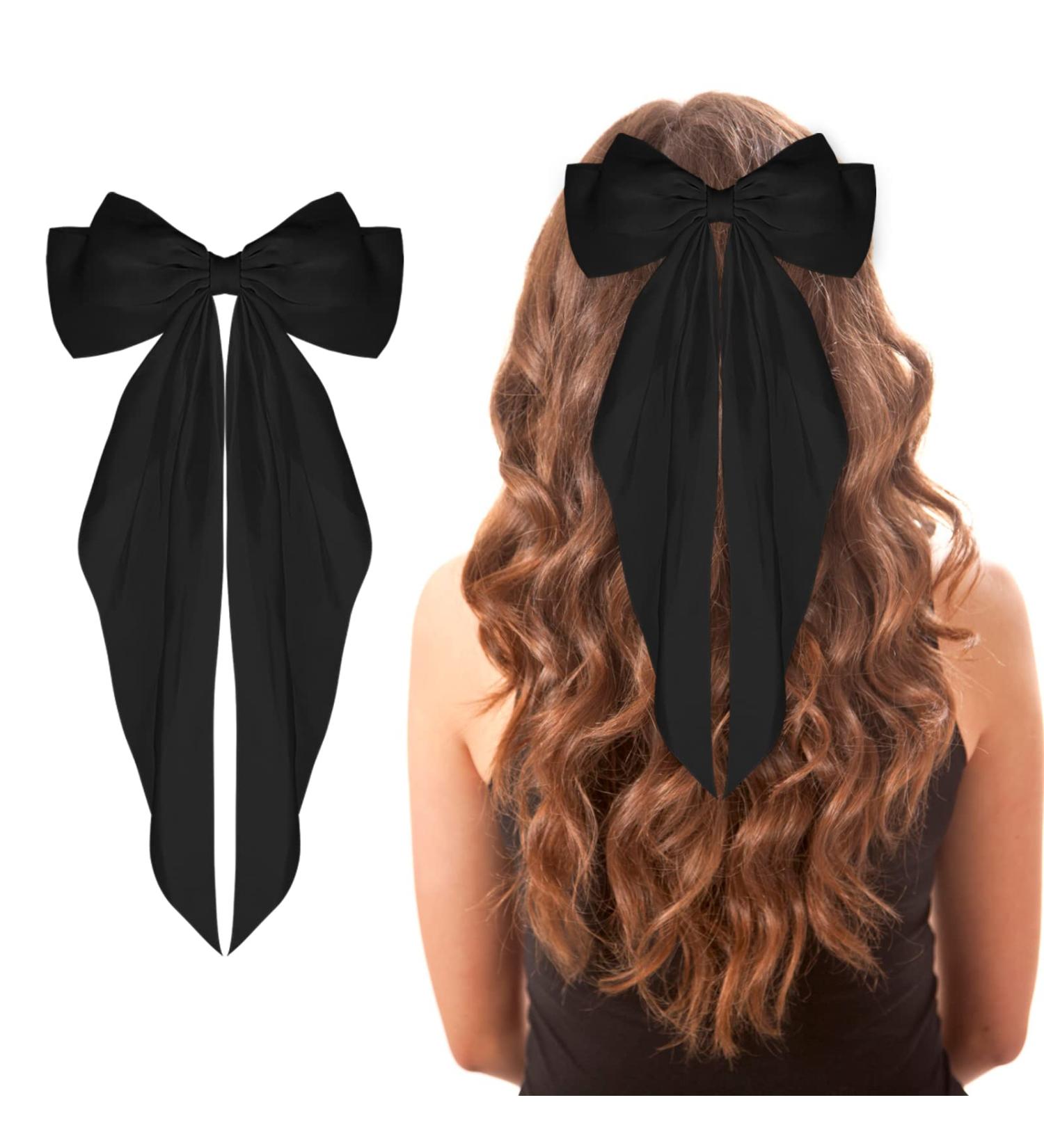 Buy Wllhyf Soft Satin Hair Clips - Large Loop French Hairpins for Women & Girls | Stylish Black Metal Arch Node for Parties - Buy Online on GoSupps.com