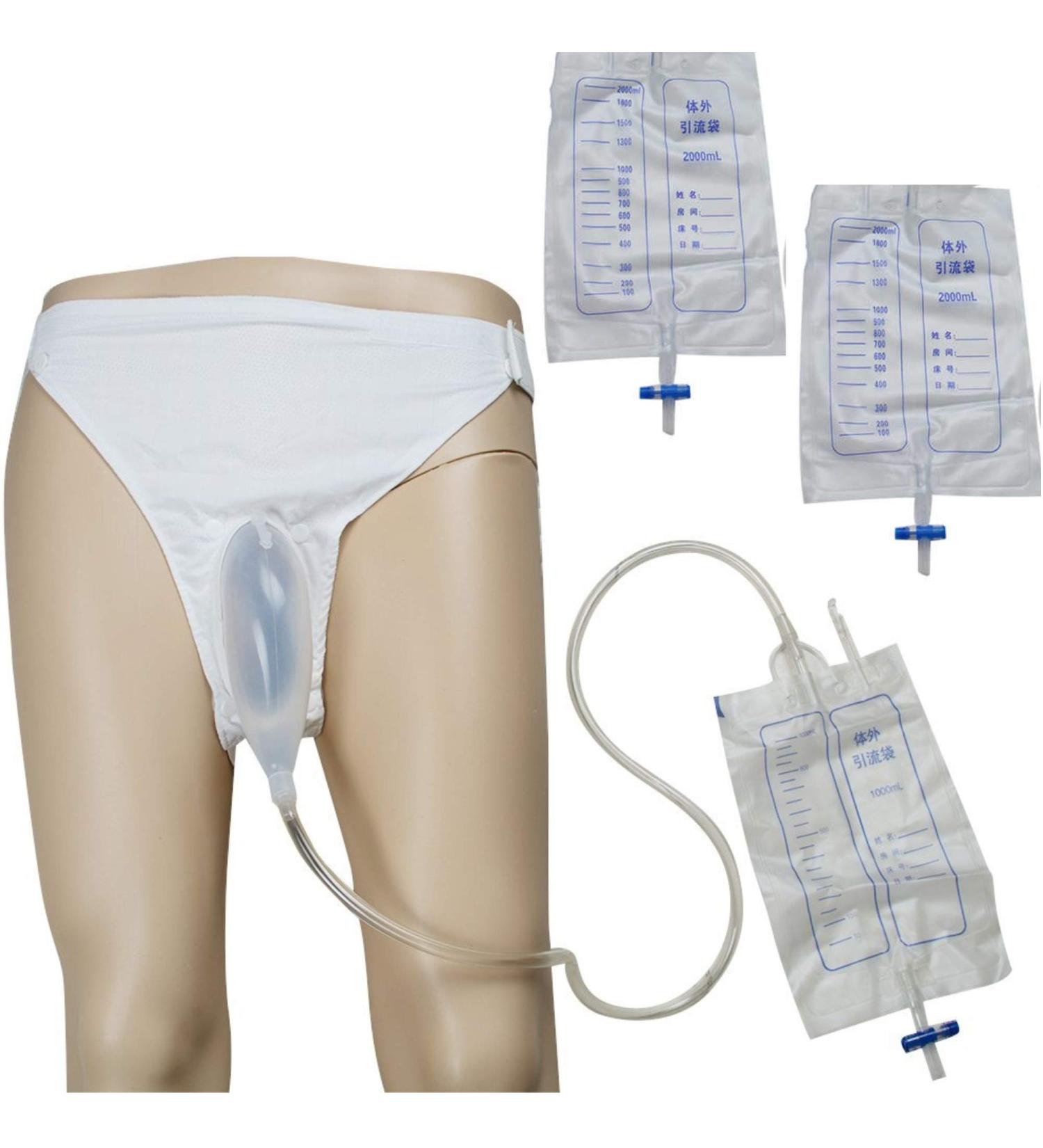 BodyMoves Reusable Pee Bag for Men - Spill Proof Urinal Collector & Incontinence Aid | Includes 3 Bags & Elastic Waistband - Buy Online on GoSupps.com